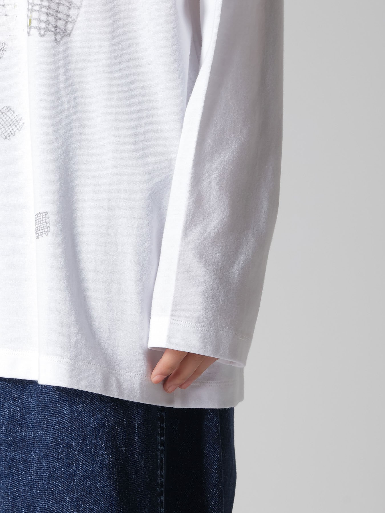 COTTON JERSEY PLAID PRINT LONG SLEEVE BIG TEE