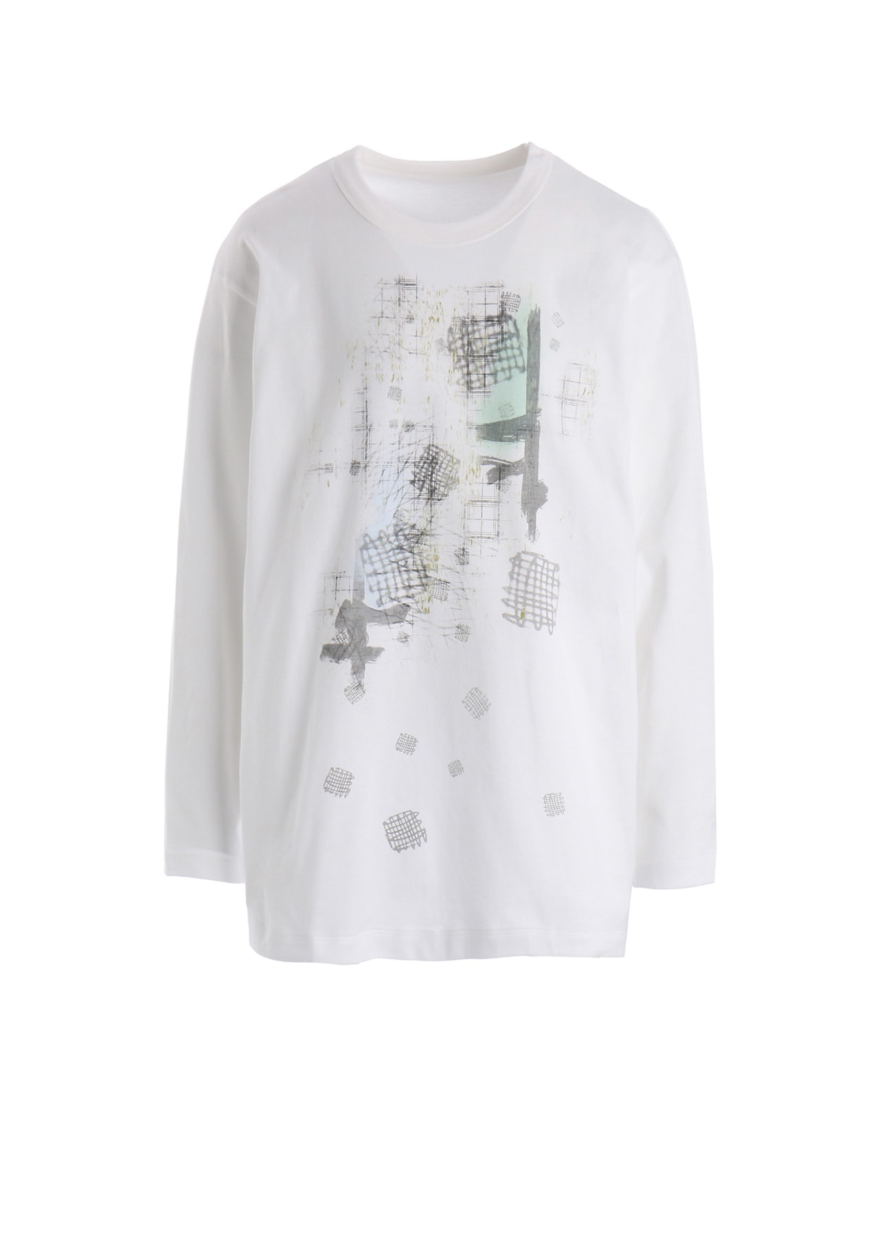 COTTON JERSEY PLAID PRINT LONG SLEEVE BIG TEE