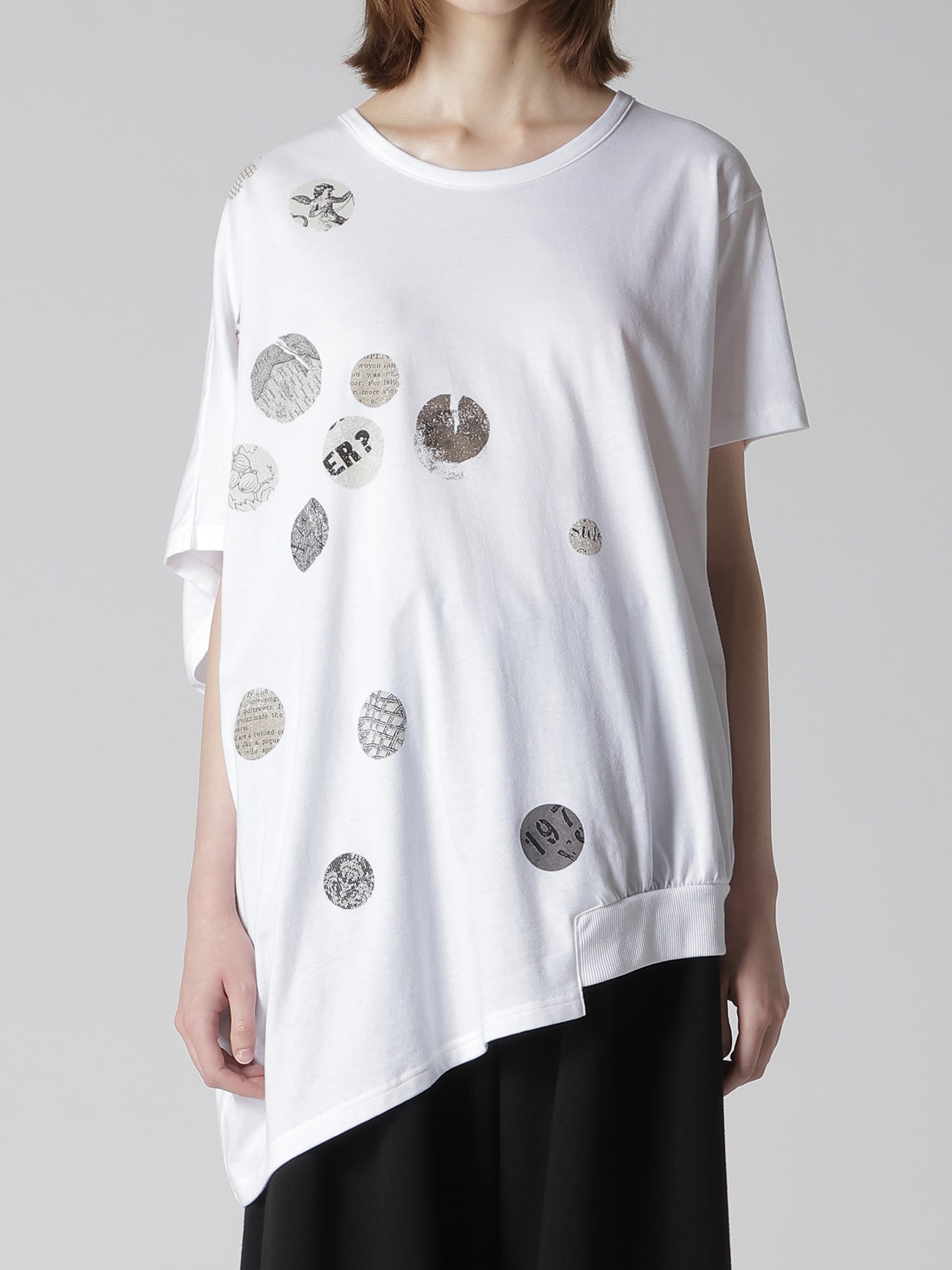 JERSEY ANGEL DOT PIGMENT PRINT ASYMMETRIC TEE