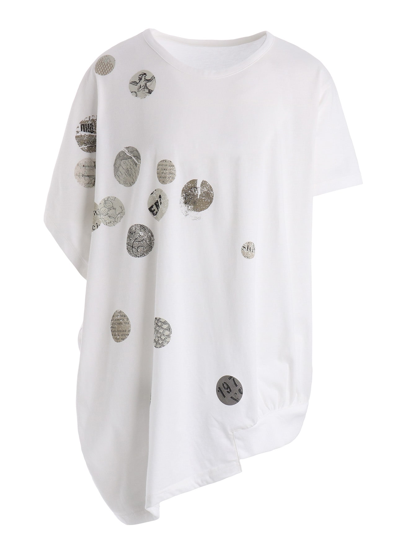 JERSEY ANGEL DOT PIGMENT PRINT ASYMMETRIC TEE