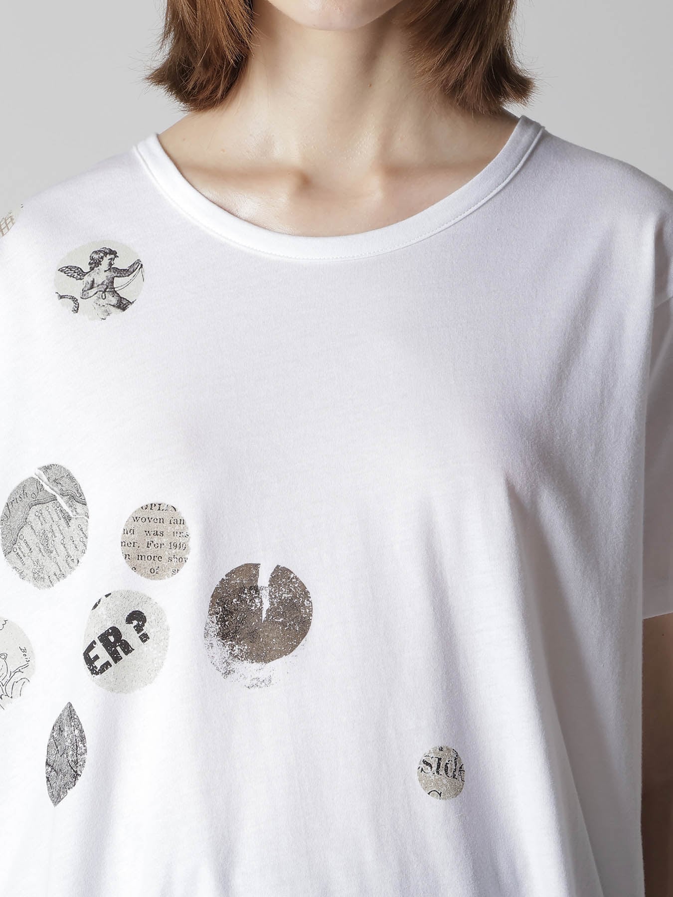 JERSEY ANGEL DOT PIGMENT PRINT ASYMMETRIC TEE