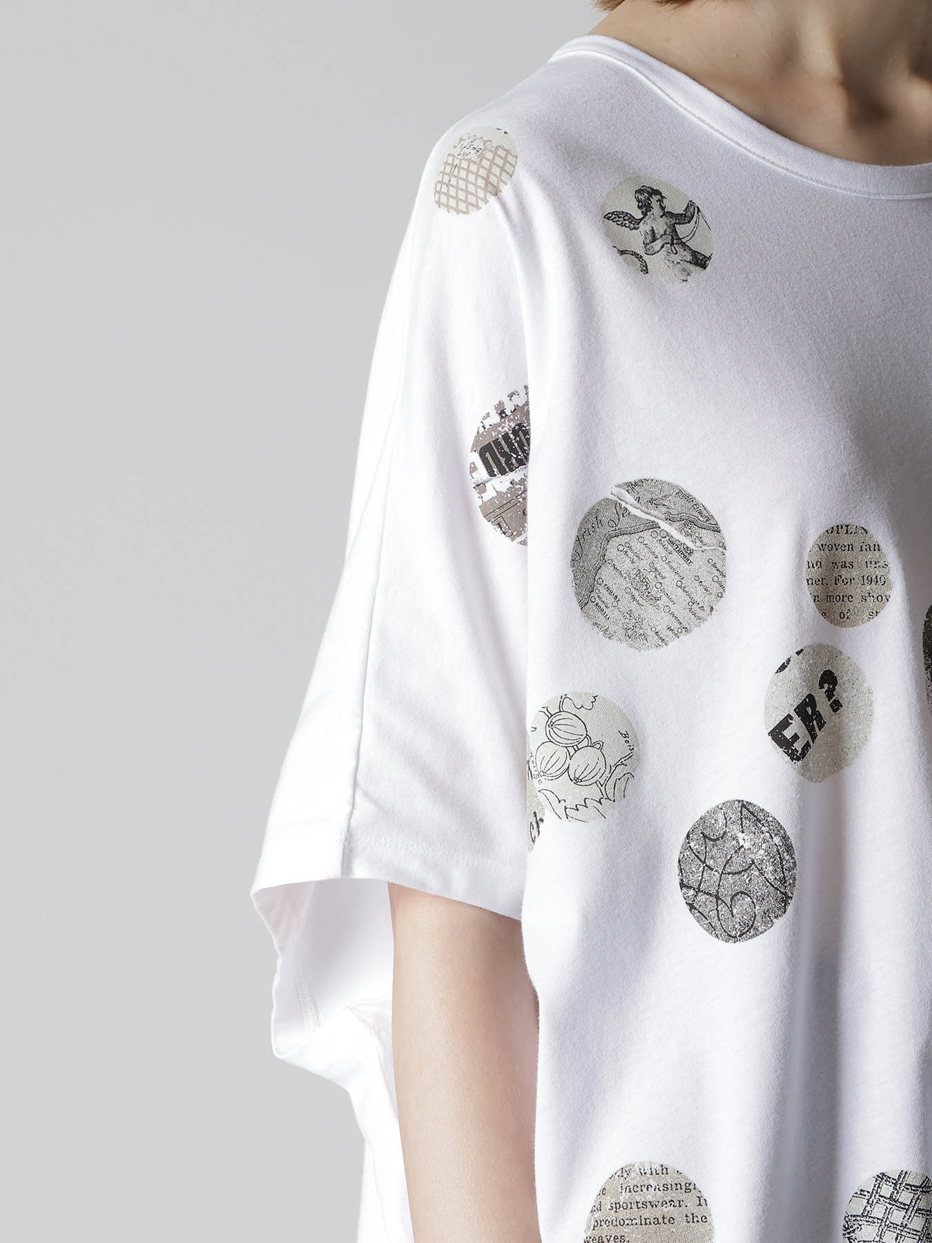 JERSEY ANGEL DOT PIGMENT PRINT ASYMMETRIC TEE