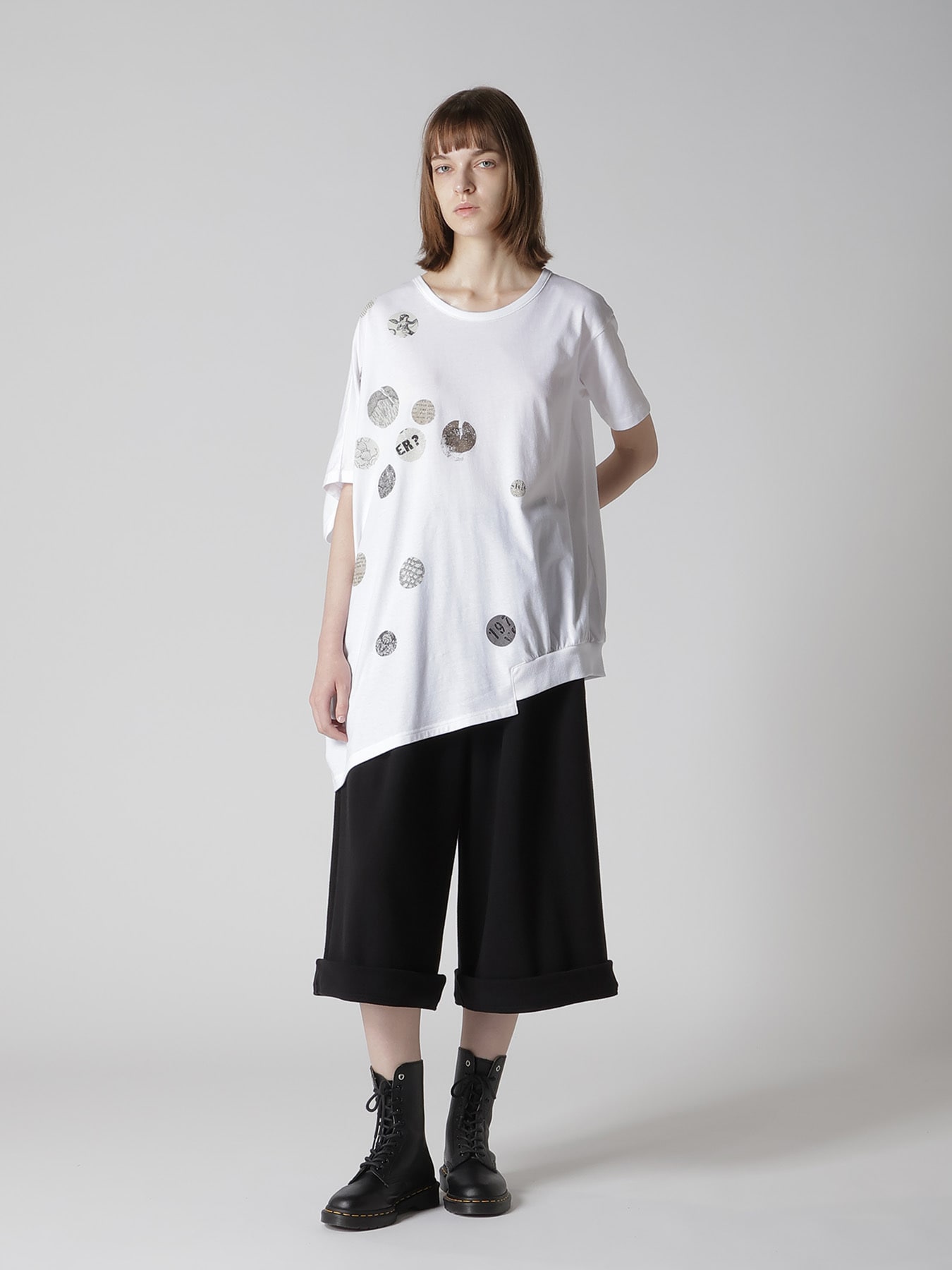 JERSEY ANGEL DOT PIGMENT PRINT ASYMMETRIC TEE