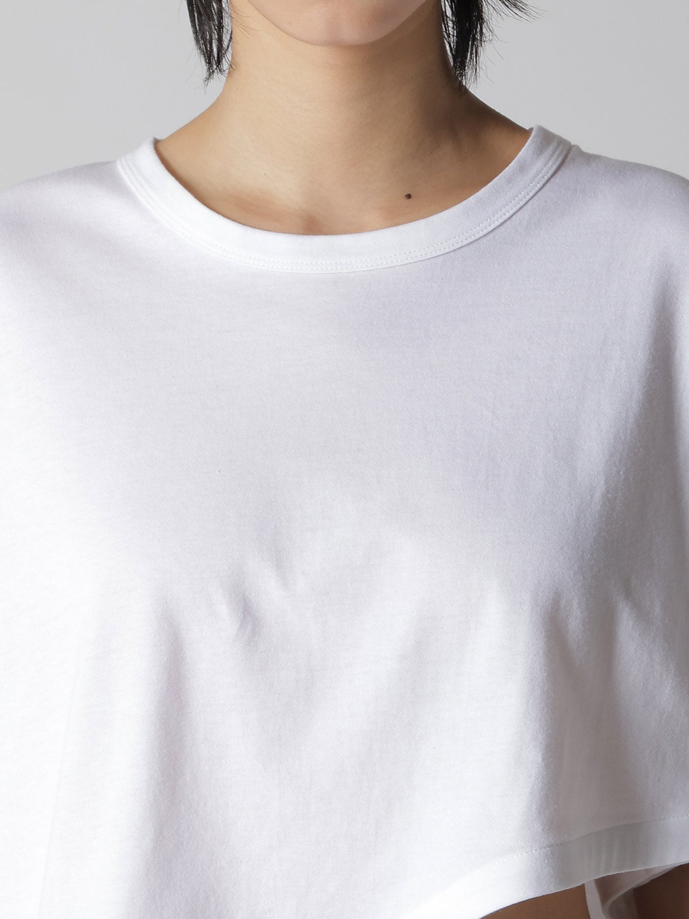 COTTON JERSEY MESSAGE PRINT ASYMMETRIC SHORT SLEEVE TEE