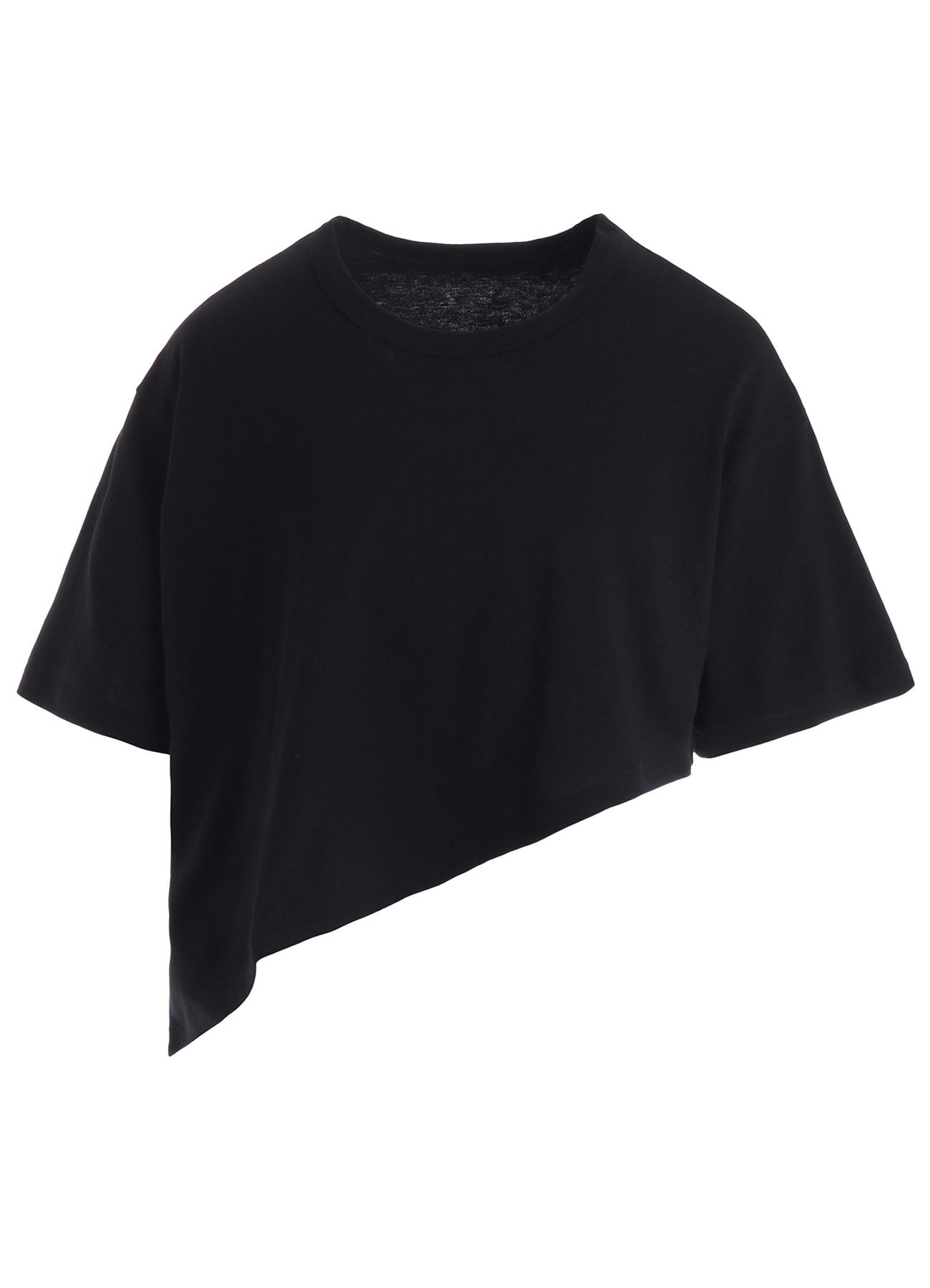 COTTON JERSEY MESSAGE PRINT ASYMMETRIC SHORT SLEEVE TEE