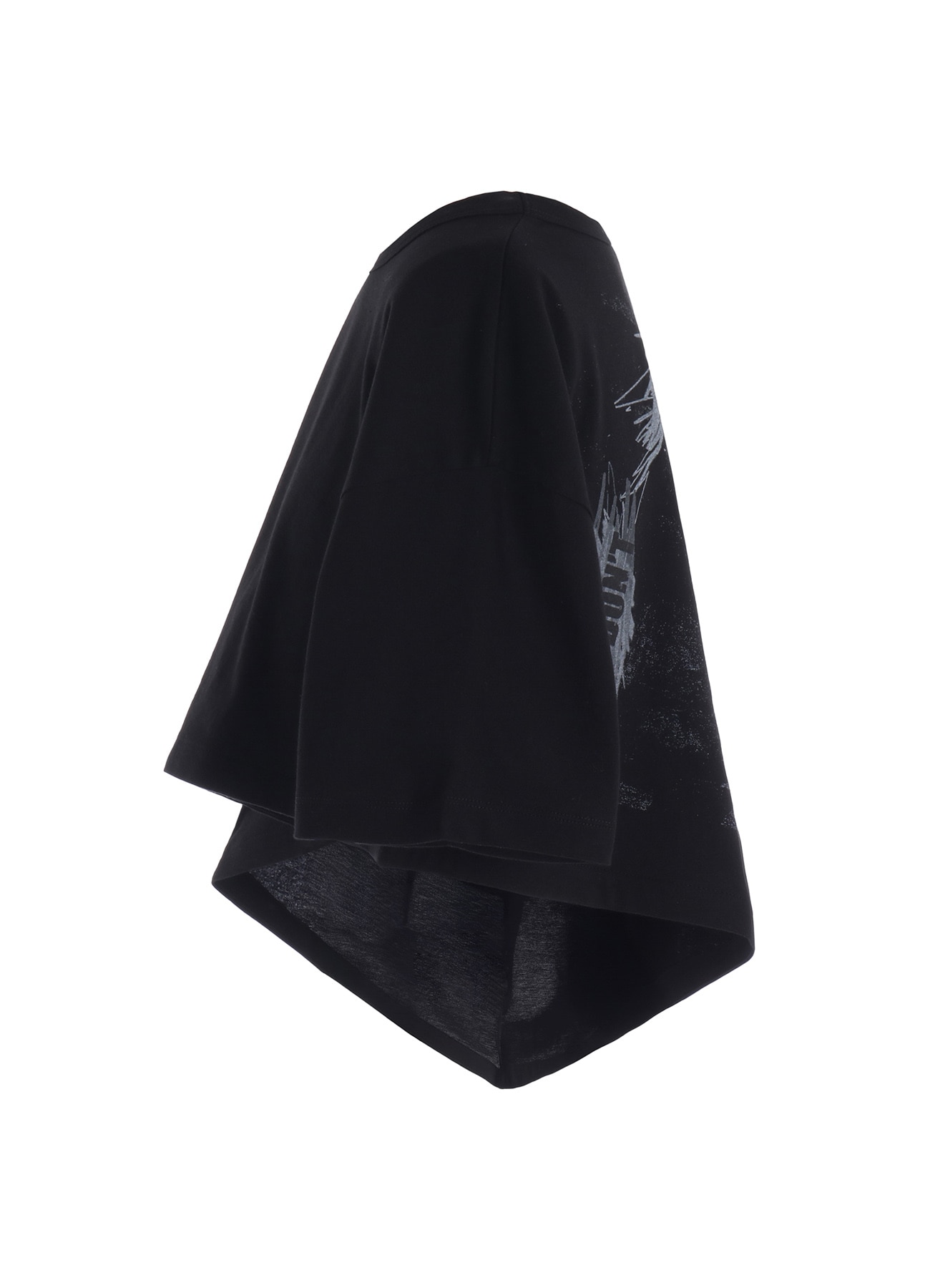 COTTON JERSEY MESSAGE PRINT ASYMMETRIC SHORT SLEEVE TEE