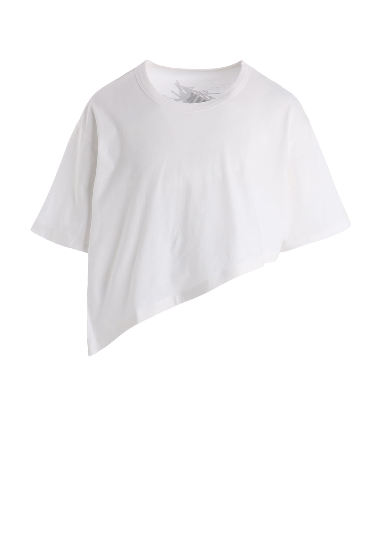 COTTON JERSEY MESSAGE PRINT ASYMMETRIC SHORT SLEEVE TEE