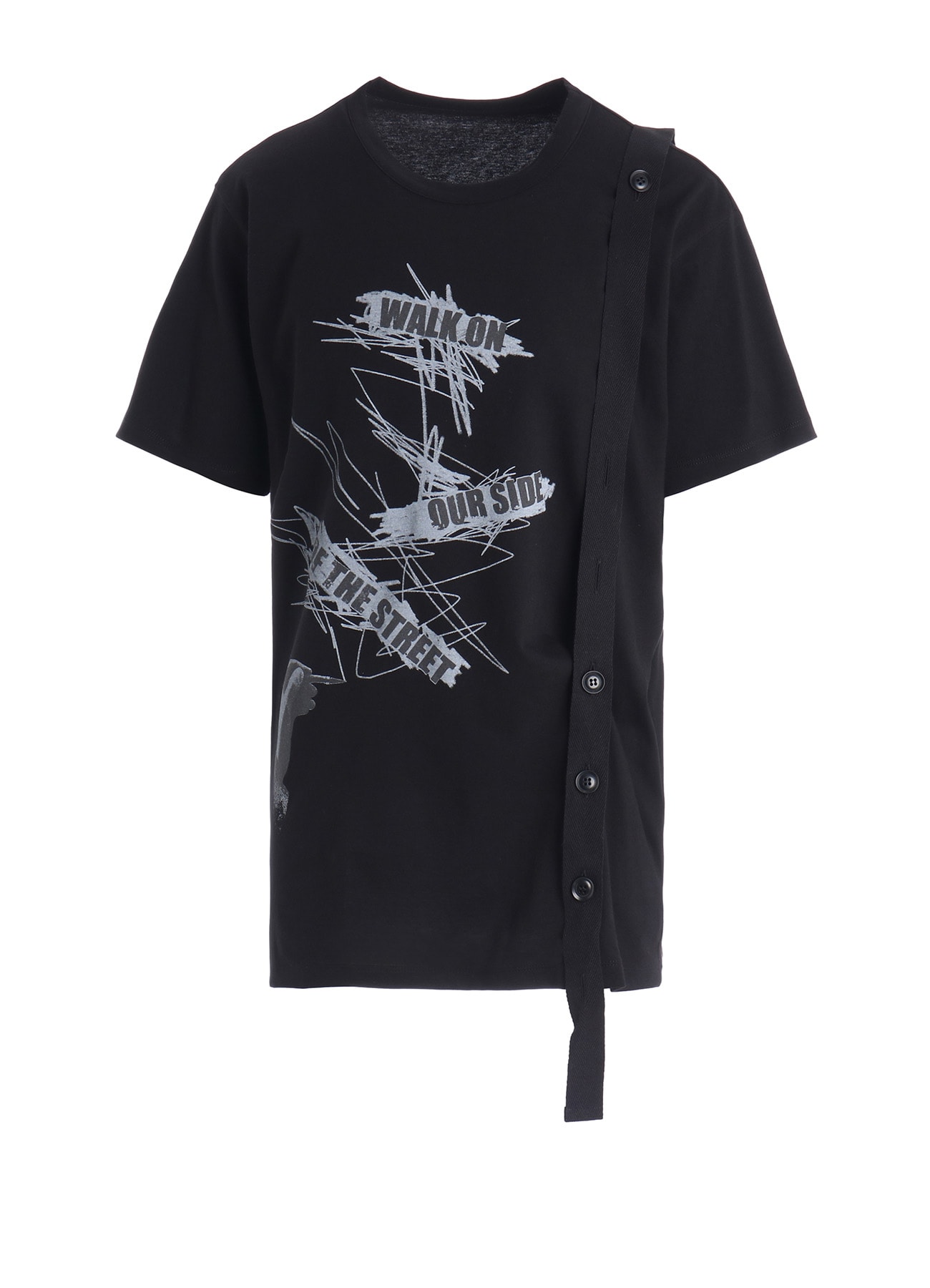 COTTON JERSEY MESSAGE PRINT BELTED HALF SLEEVE TEE