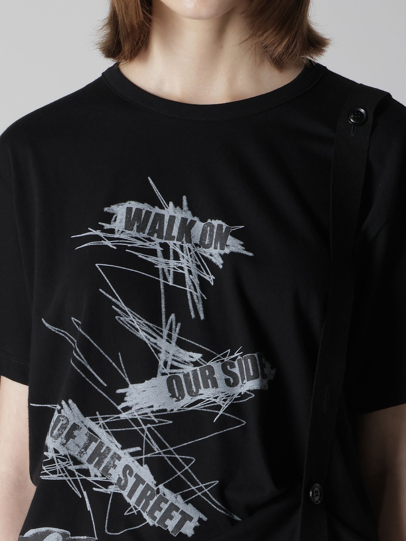 COTTON JERSEY MESSAGE PRINT BELTED HALF SLEEVE TEE