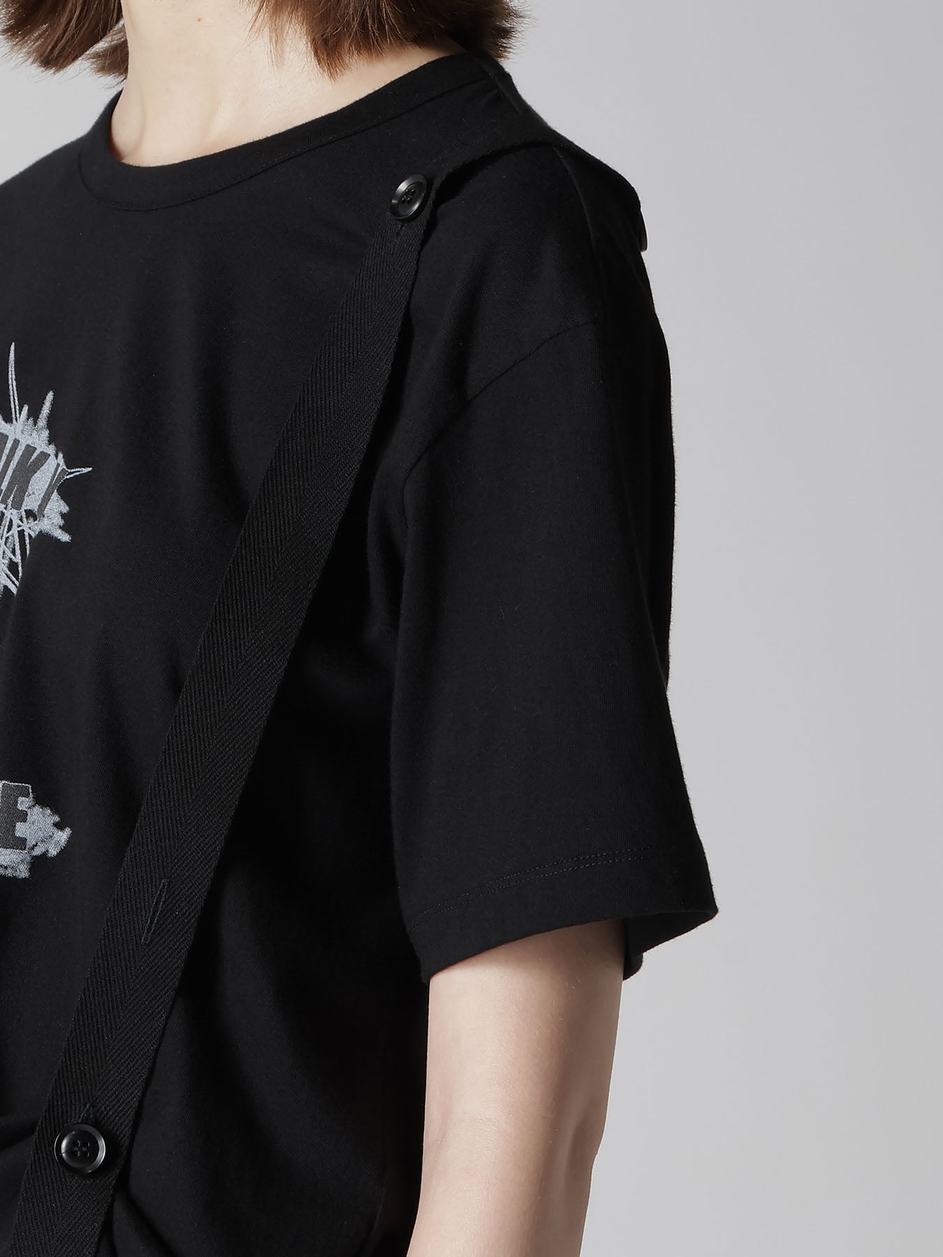 COTTON JERSEY MESSAGE PRINT BELTED HALF SLEEVE TEE