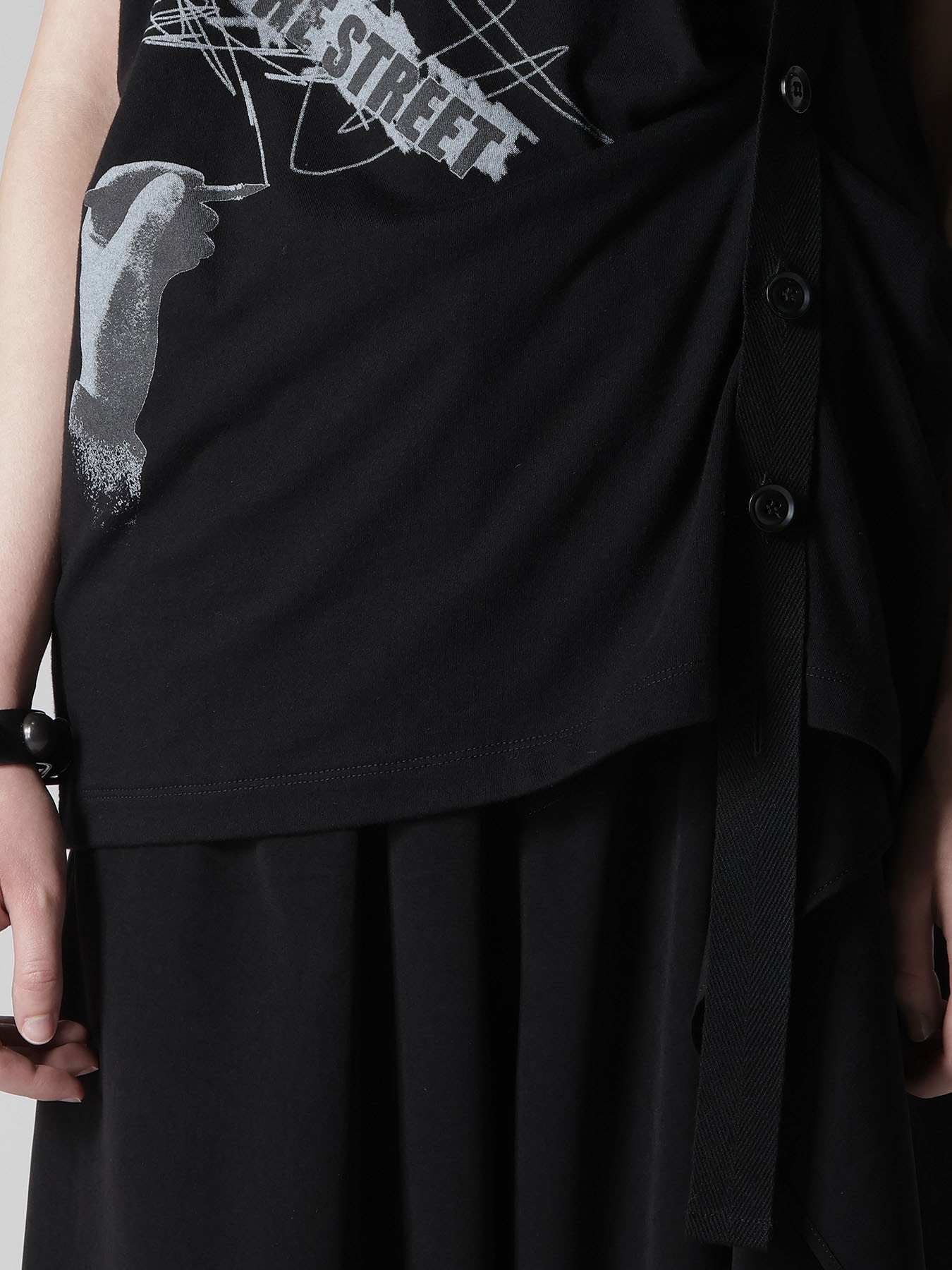 COTTON JERSEY MESSAGE PRINT BELTED HALF SLEEVE TEE