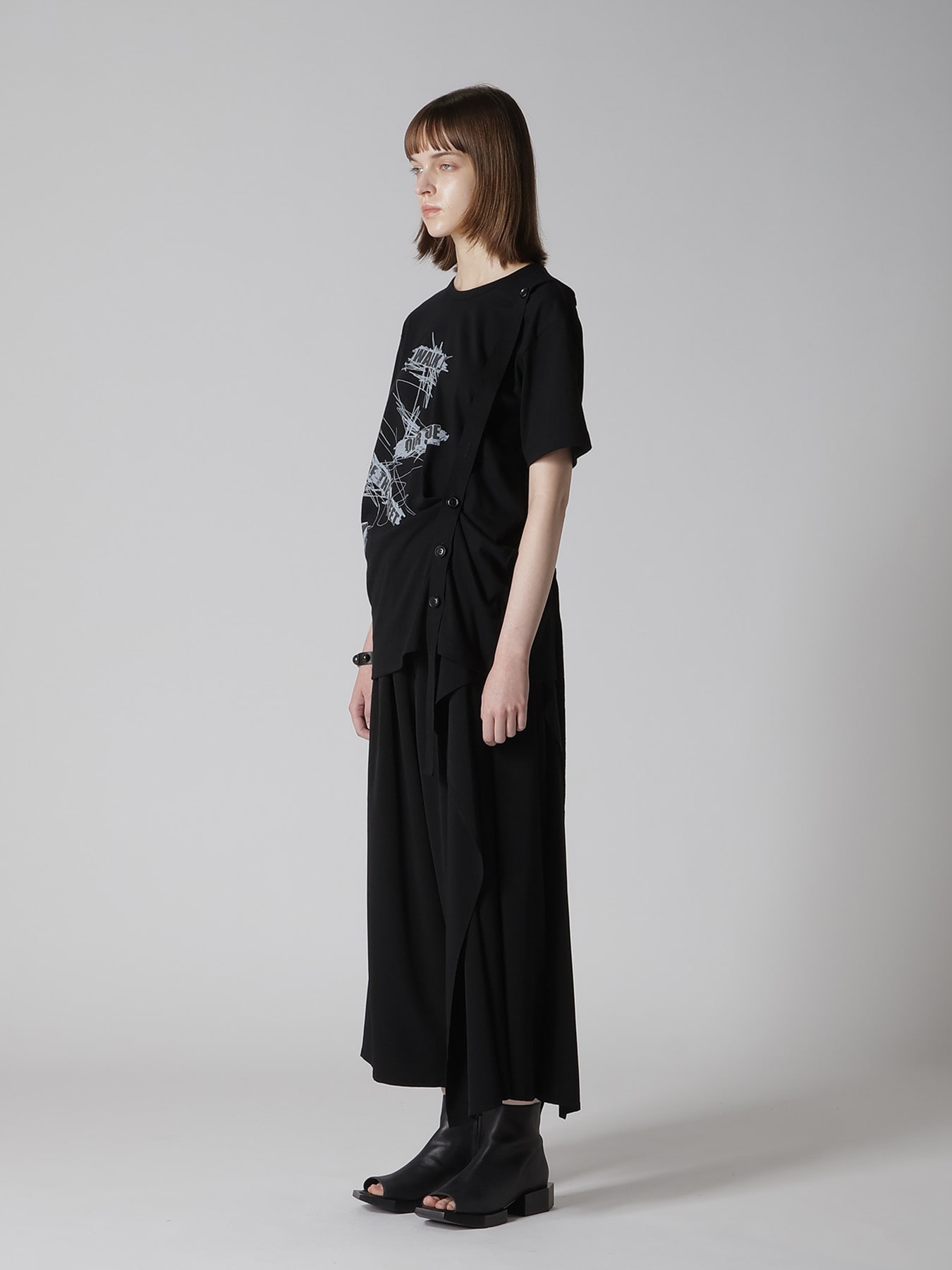 COTTON JERSEY MESSAGE PRINT BELTED HALF SLEEVE TEE