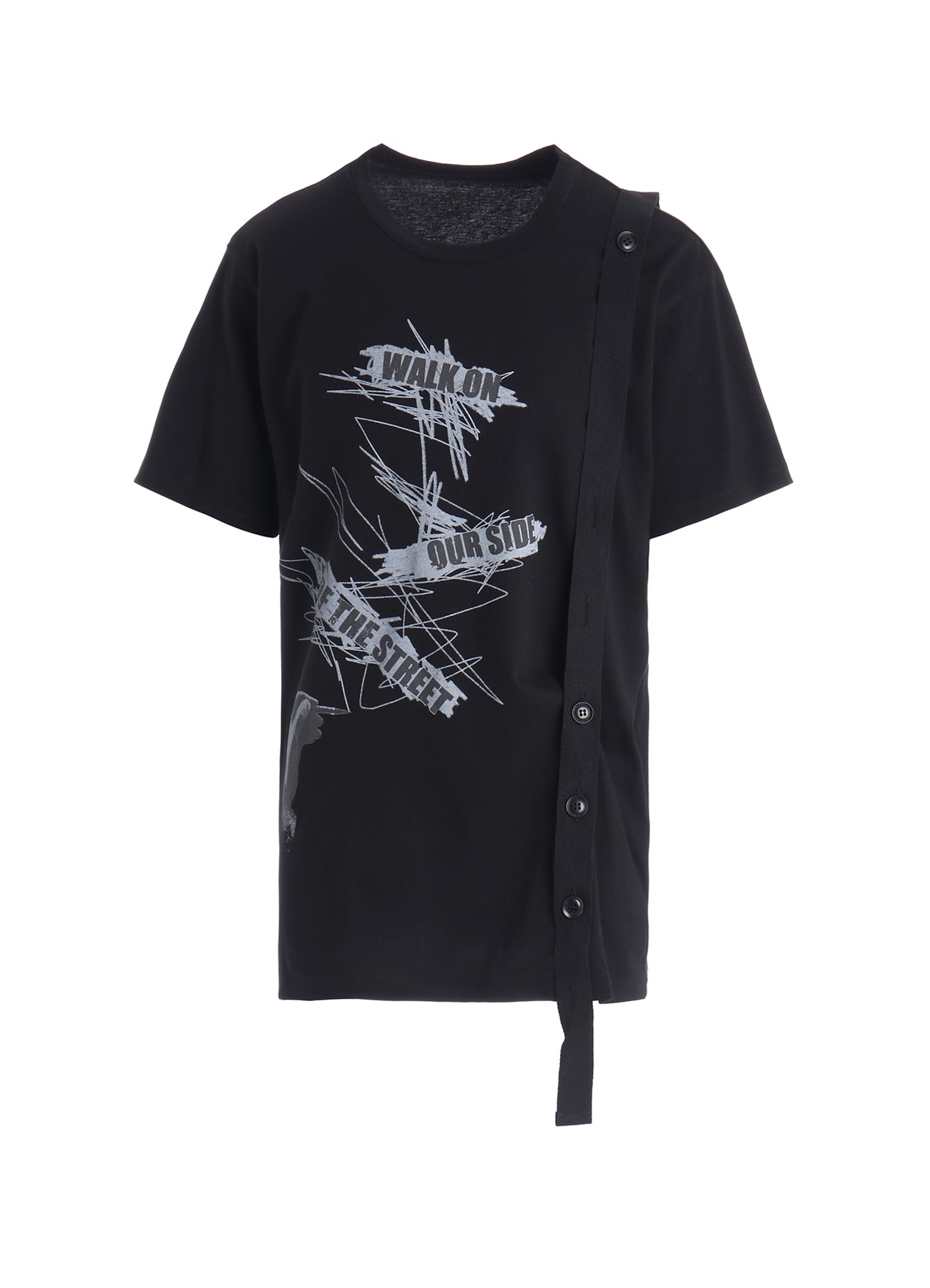 COTTON JERSEY MESSAGE PRINT BELTED HALF SLEEVE TEE