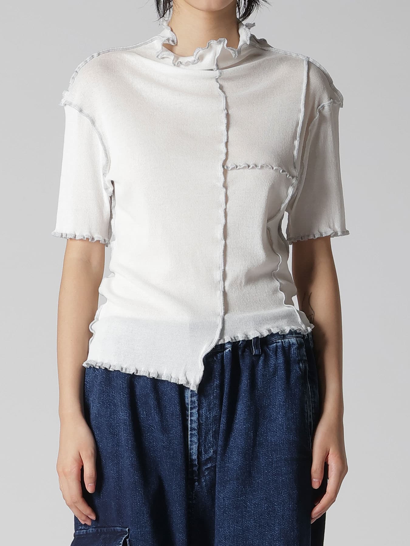 RIB HIGH NECK PANEL TEE