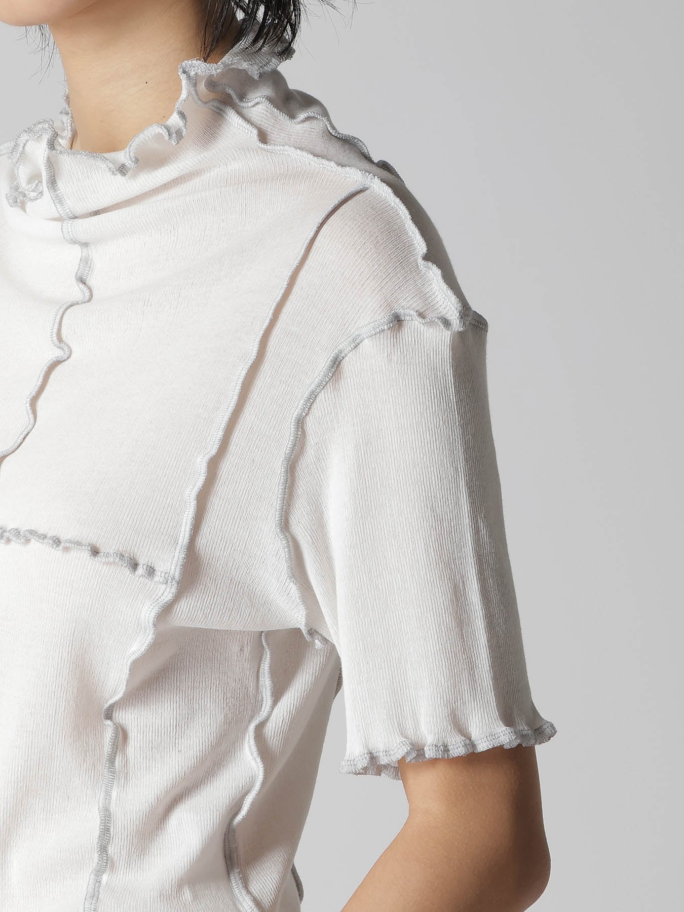 RIB HIGH NECK PANEL TEE