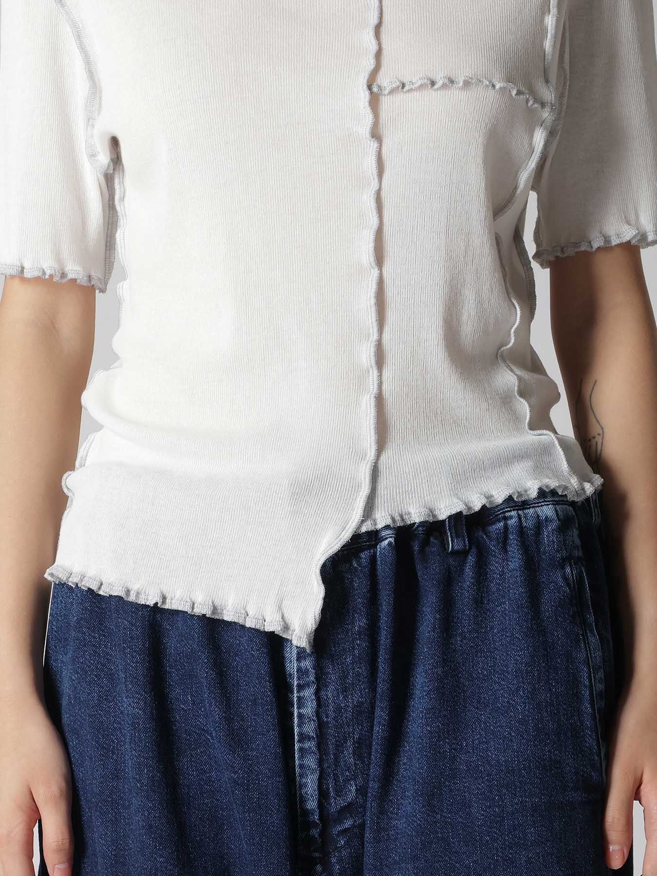 RIB HIGH NECK PANEL TEE