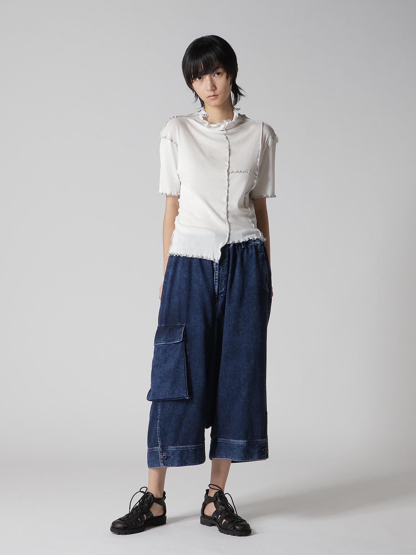 RIB HIGH NECK PANEL TEE