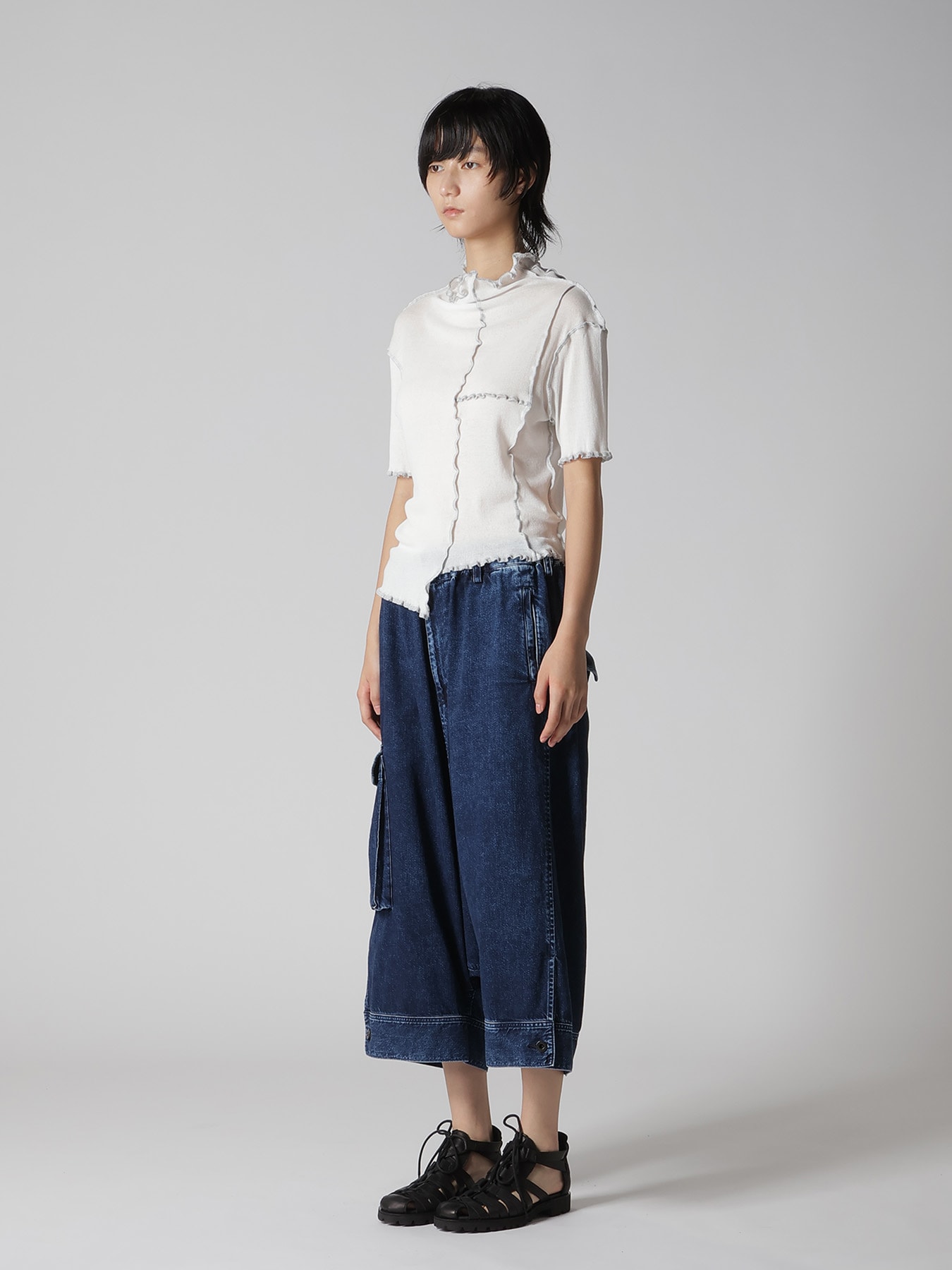 RIB HIGH NECK PANEL TEE