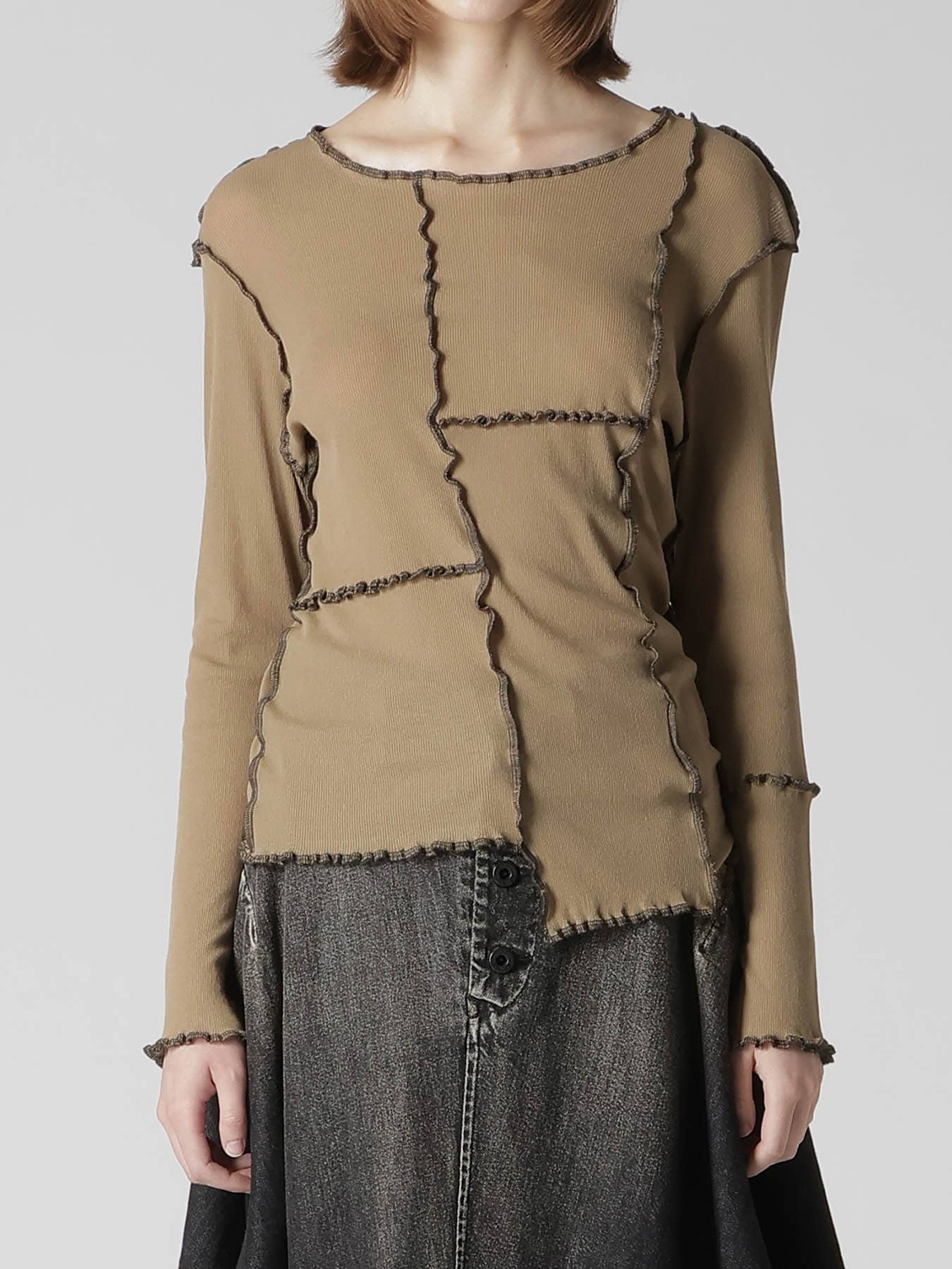 RIB PANEL LONG SLEEVE TEE