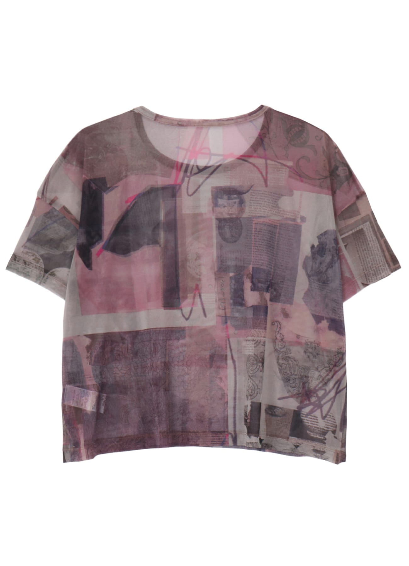 TULLE VASE COLLAGE PRINT ROUND NECK LOOSE TEE