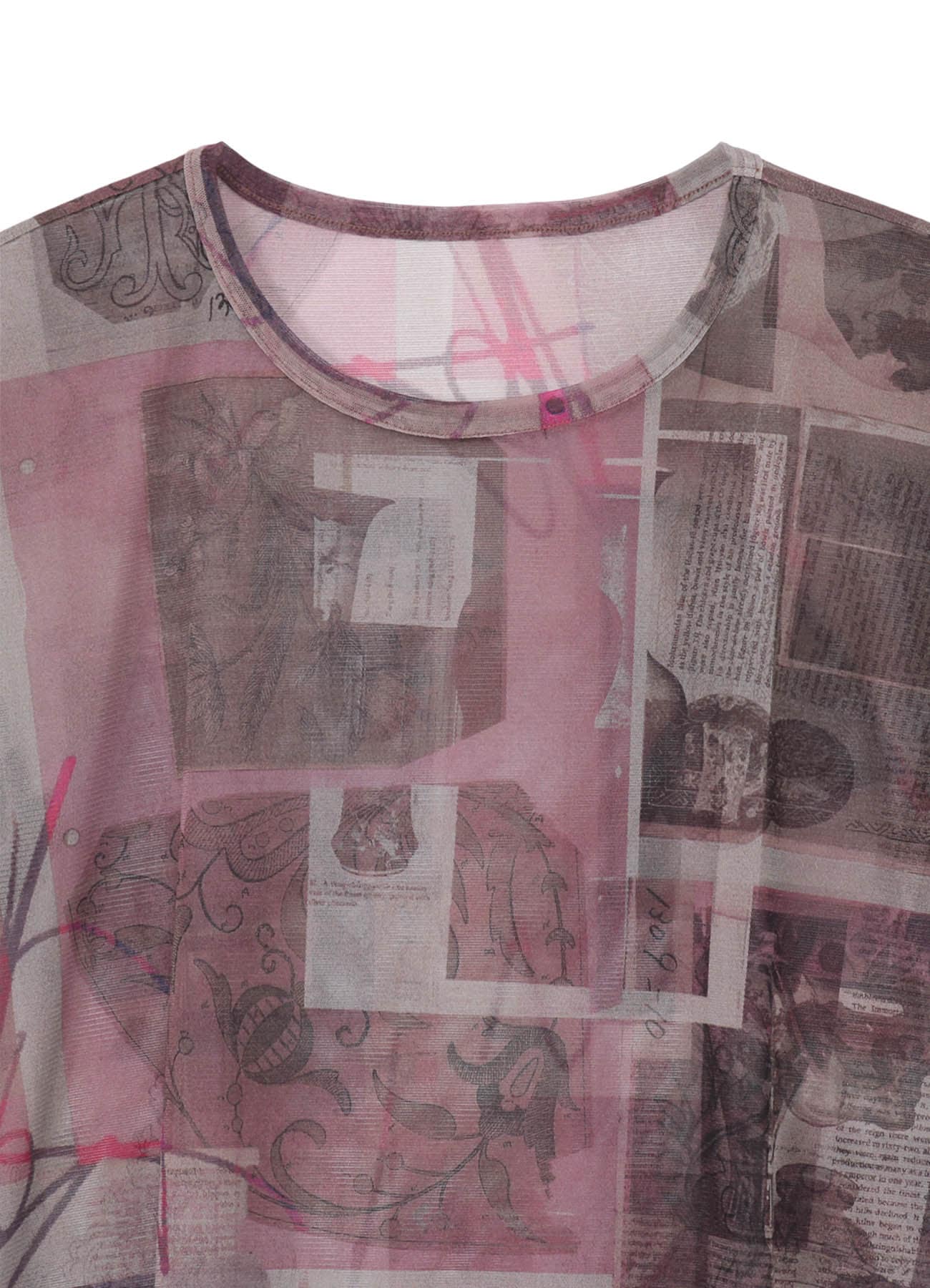 TULLE VASE COLLAGE PRINT ROUND NECK LOOSE TEE
