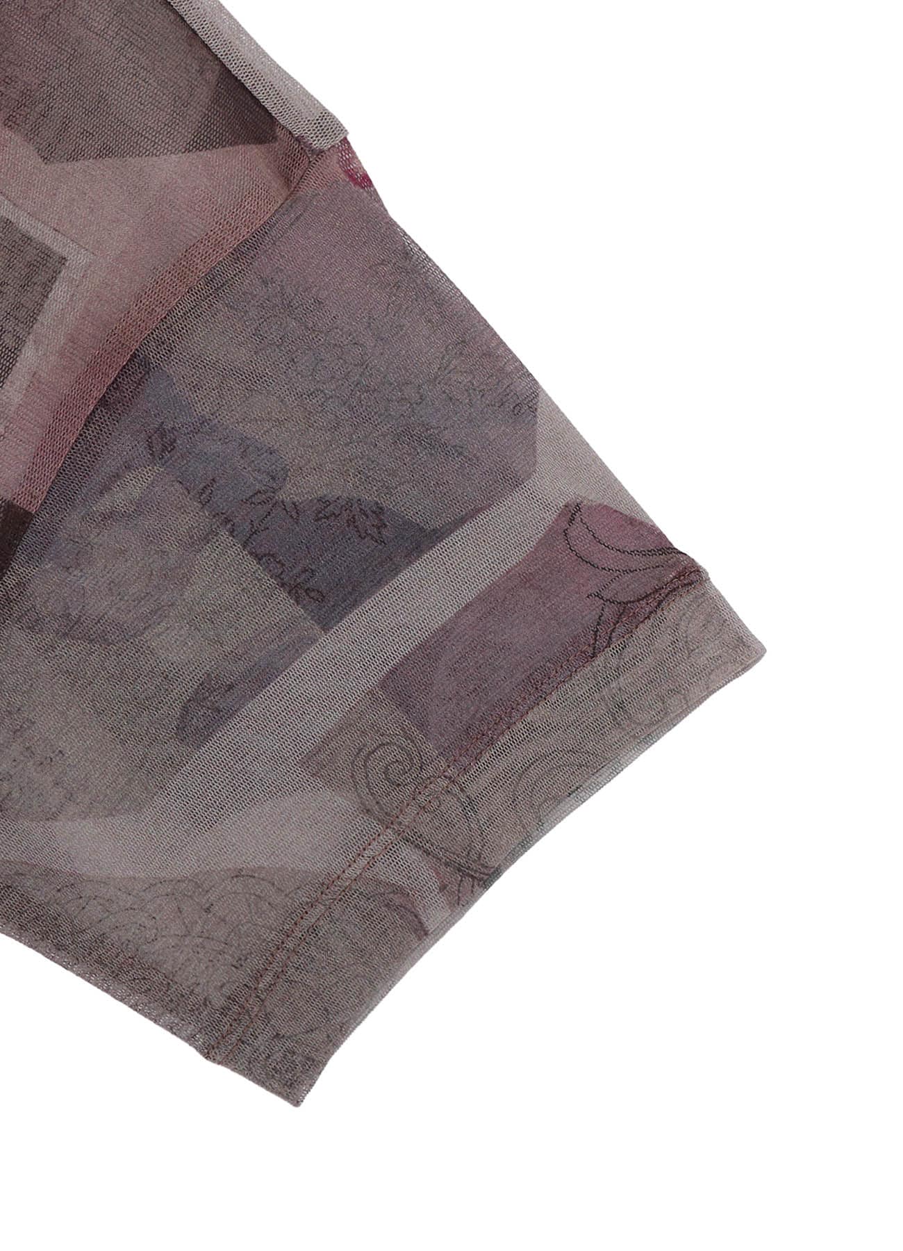 TULLE VASE COLLAGE PRINT ROUND NECK LOOSE TEE