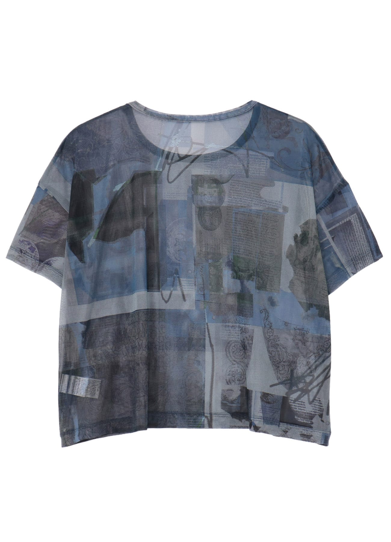 TULLE VASE COLLAGE PRINT ROUND NECK LOOSE TEE