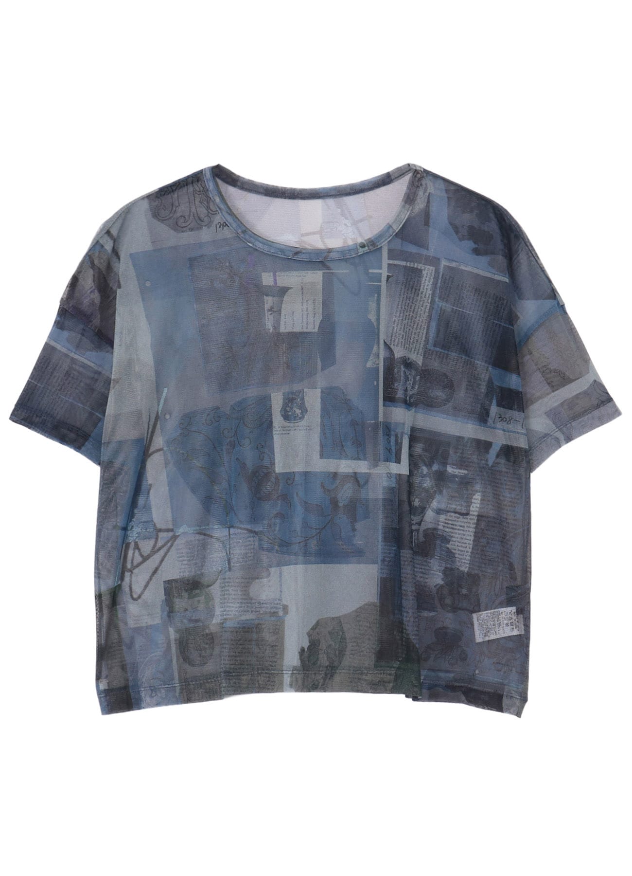 TULLE VASE COLLAGE PRINT ROUND NECK LOOSE TEE