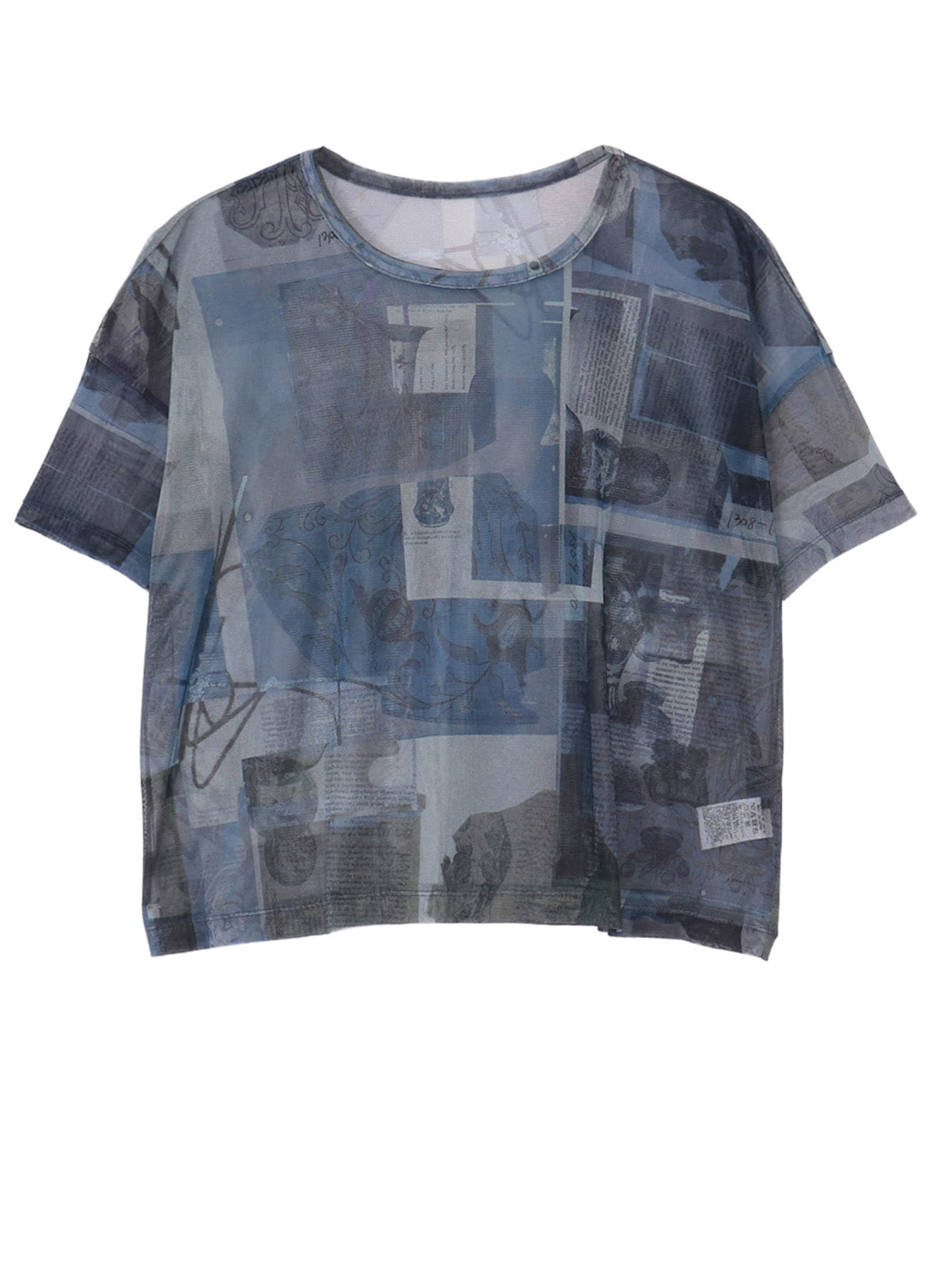 TULLE VASE COLLAGE PRINT ROUND NECK LOOSE TEE