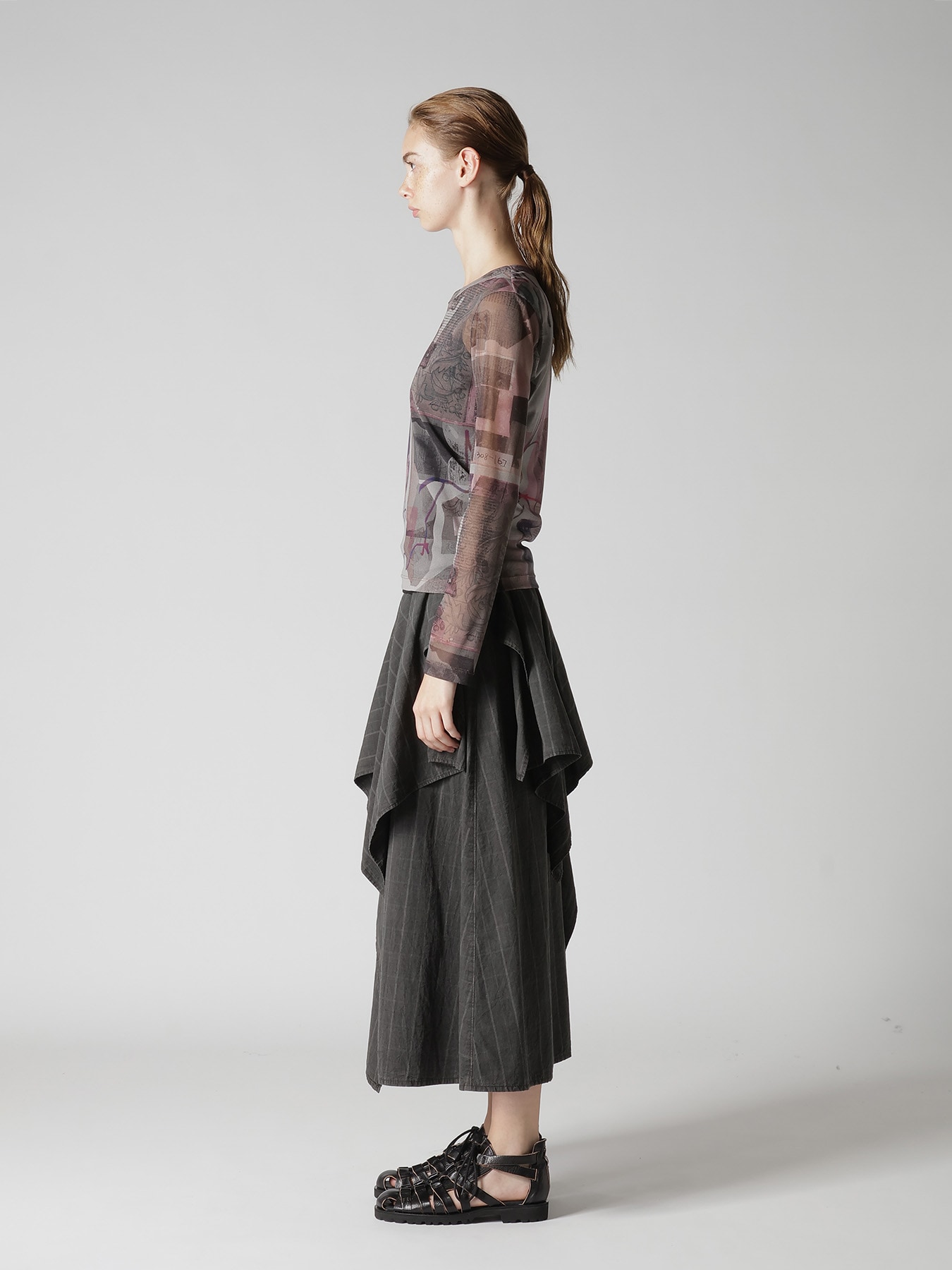 TULLE VASE COLLAGE PRINT LONG SLEEVE TEE