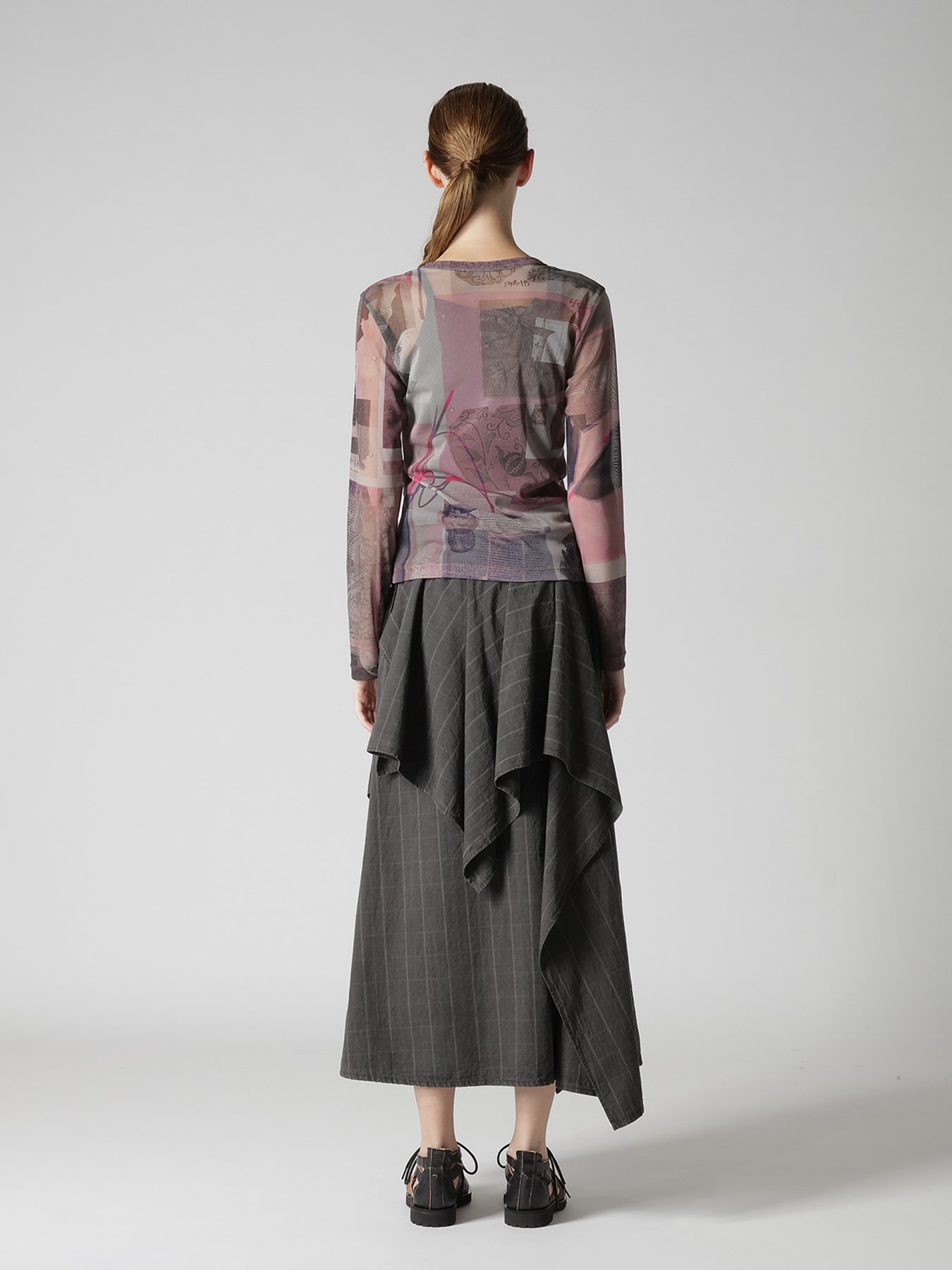 TULLE VASE COLLAGE PRINT LONG SLEEVE TEE