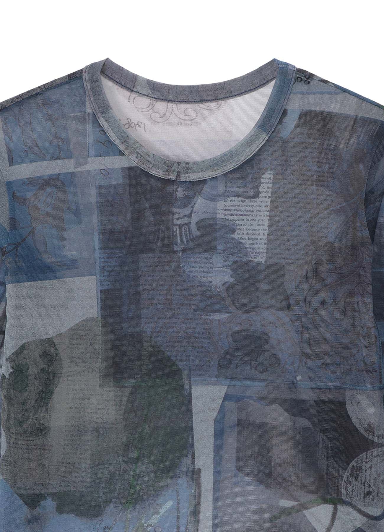TULLE VASE COLLAGE PRINT LONG SLEEVE TEE