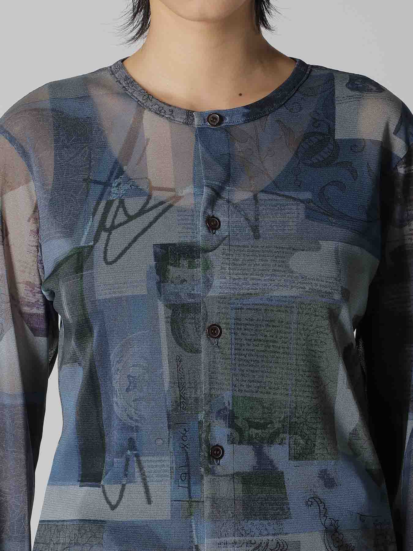 TULLE VASE COLLAGE PRINT CARDIGAN