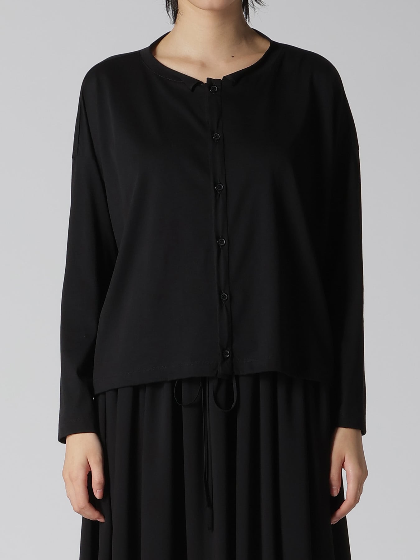 COTTON JERSEY ROUND NECK CARDIGAN