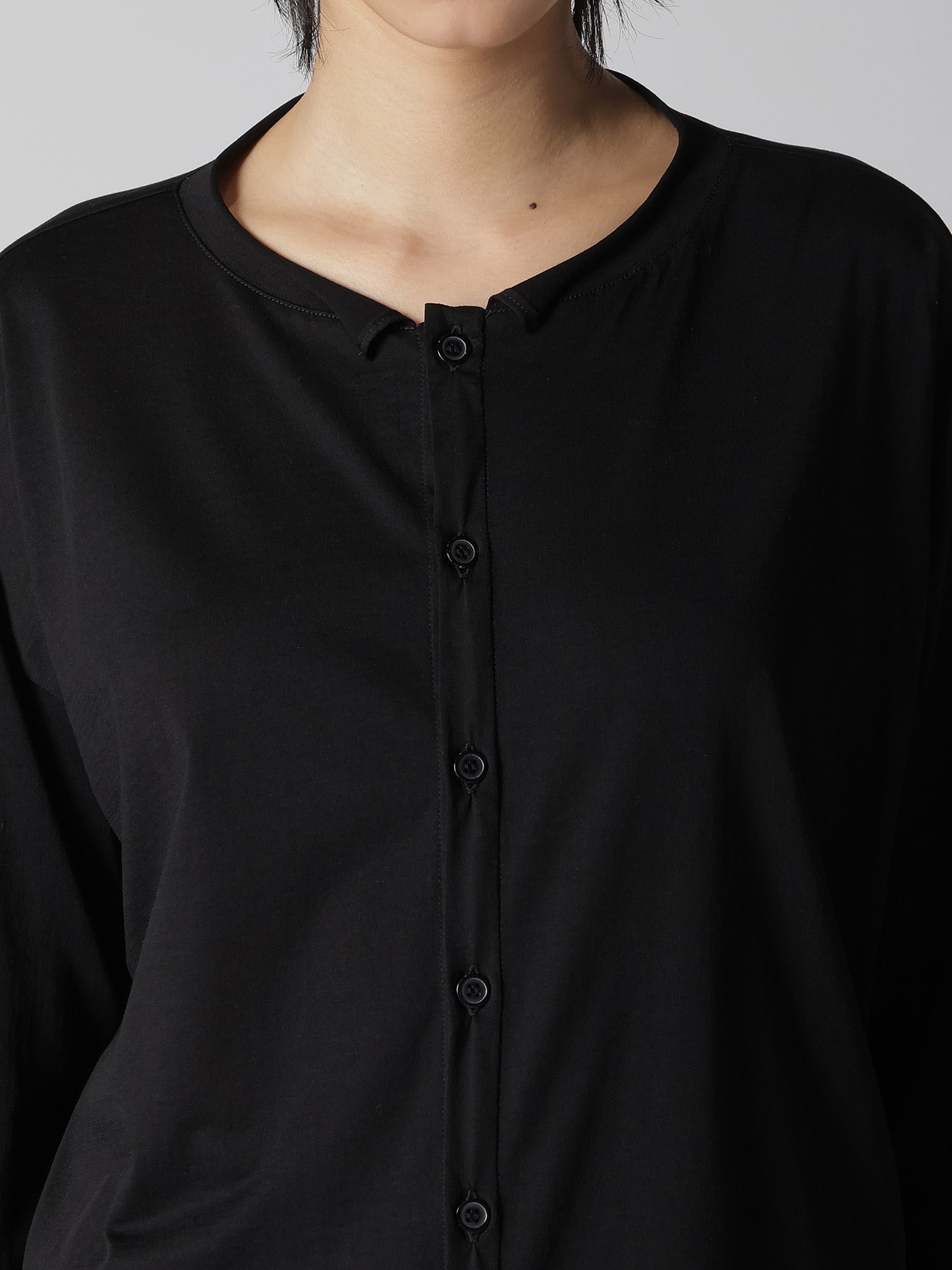 COTTON JERSEY ROUND NECK CARDIGAN