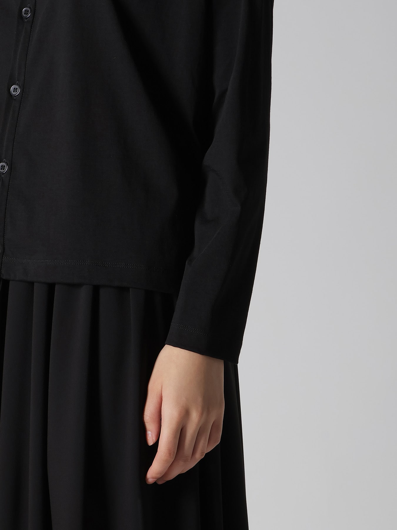 COTTON JERSEY ROUND NECK CARDIGAN