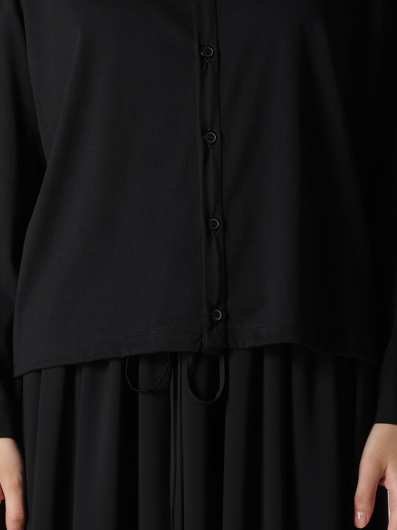 COTTON JERSEY ROUND NECK CARDIGAN