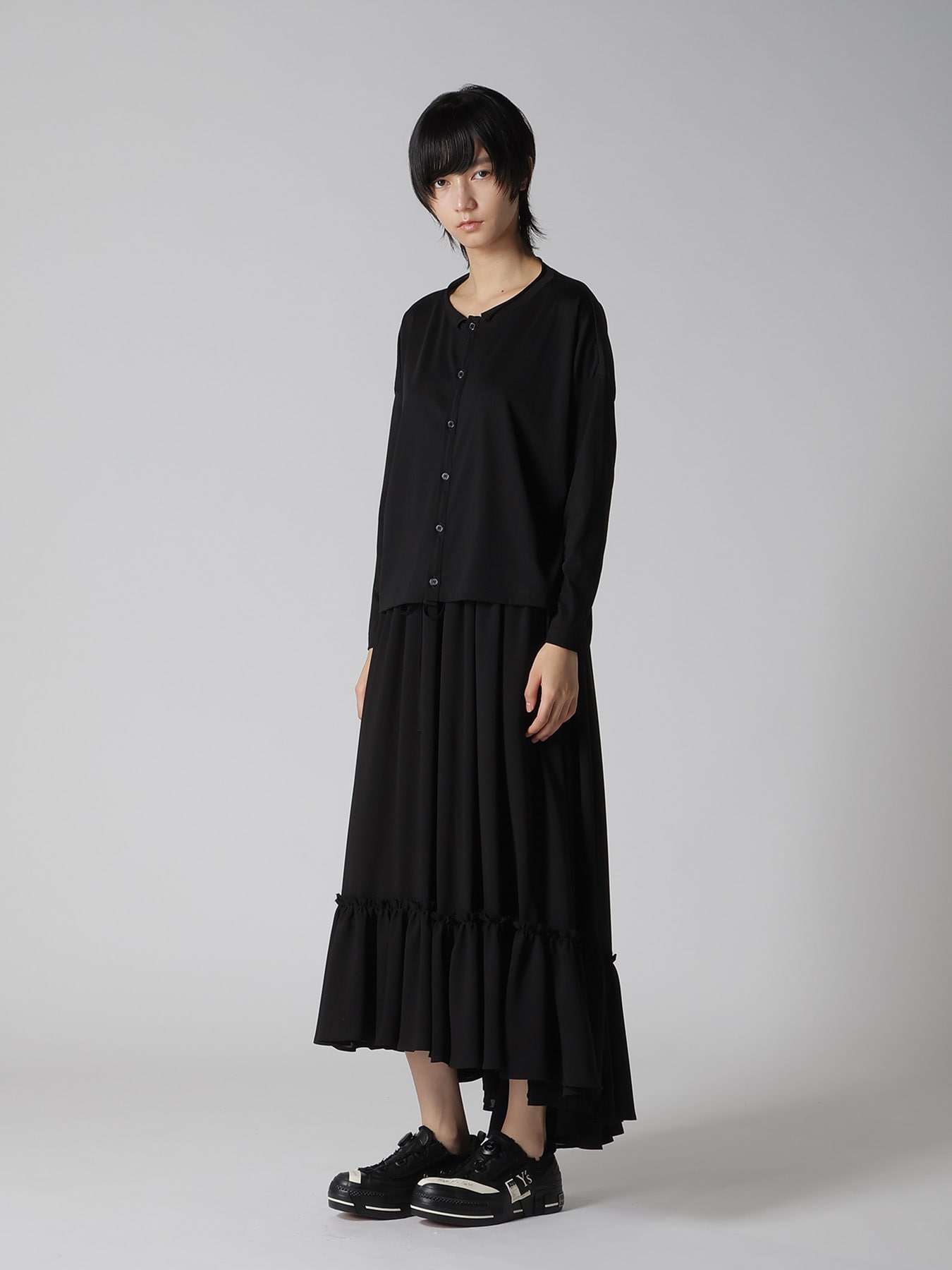 COTTON JERSEY ROUND NECK CARDIGAN