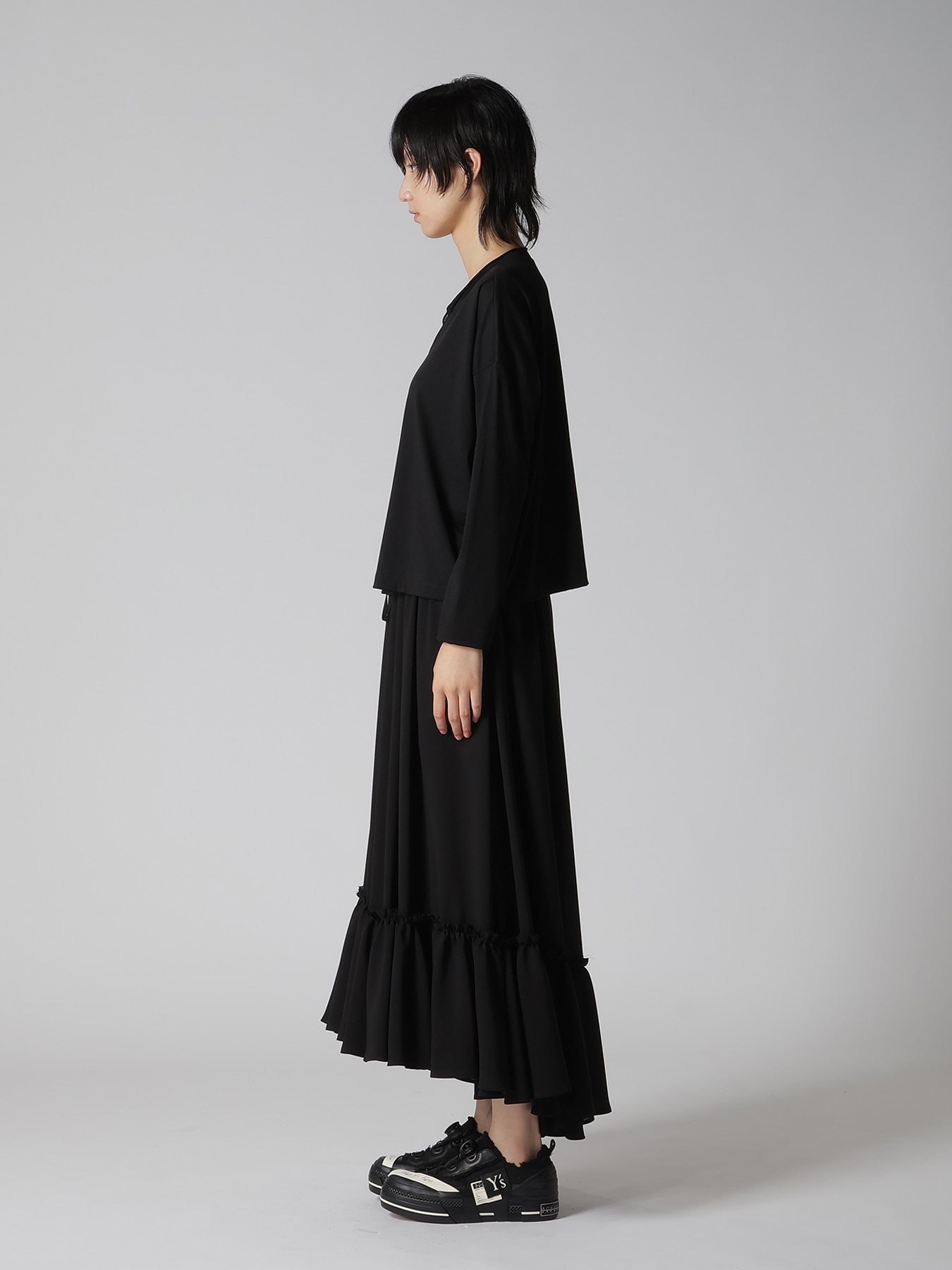 COTTON JERSEY ROUND NECK CARDIGAN