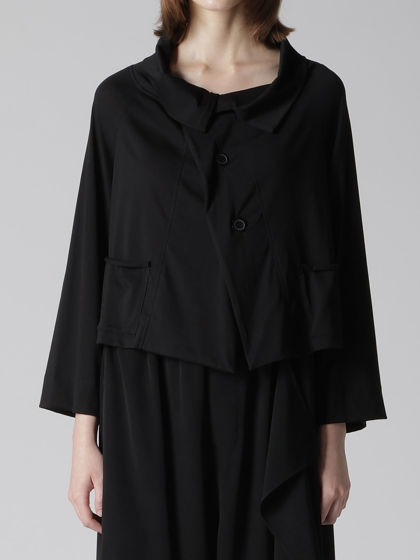 COTTON JERSEY ARRANGED 3-BUTTON JACKET