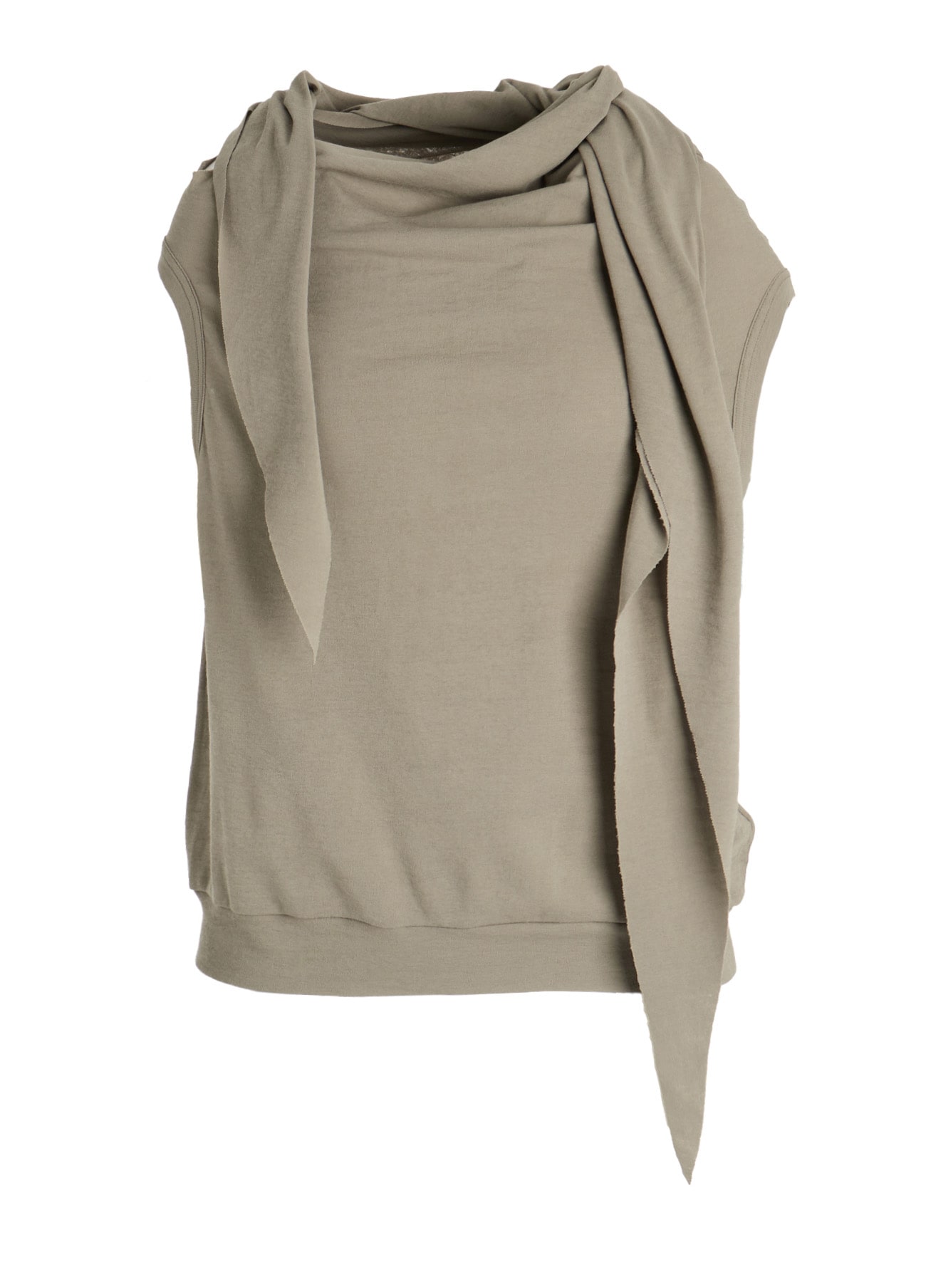 COTTON GAUZE FRAISE DRAPE TIE SLEEVELESS TEE