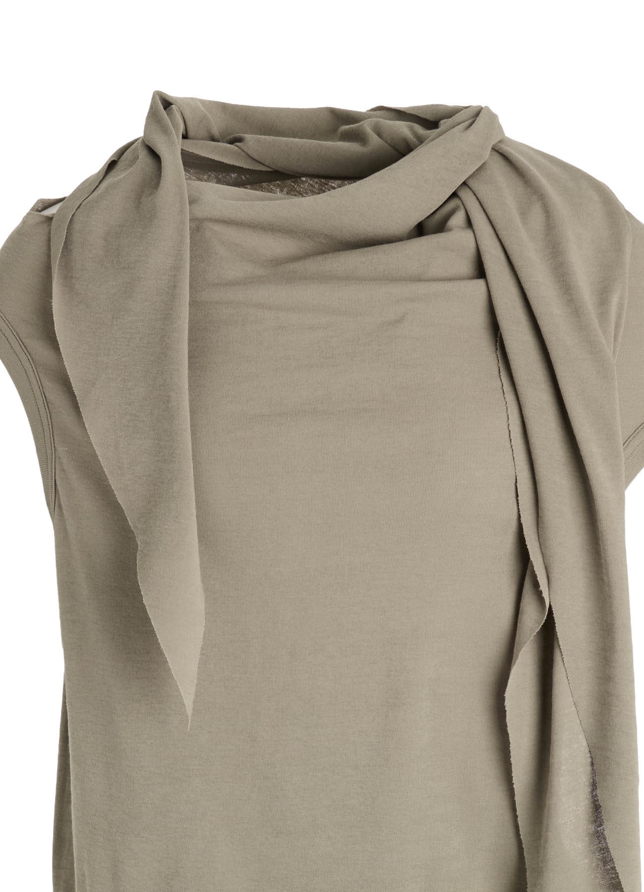 COTTON GAUZE FRAISE DRAPE TIE SLEEVELESS TEE