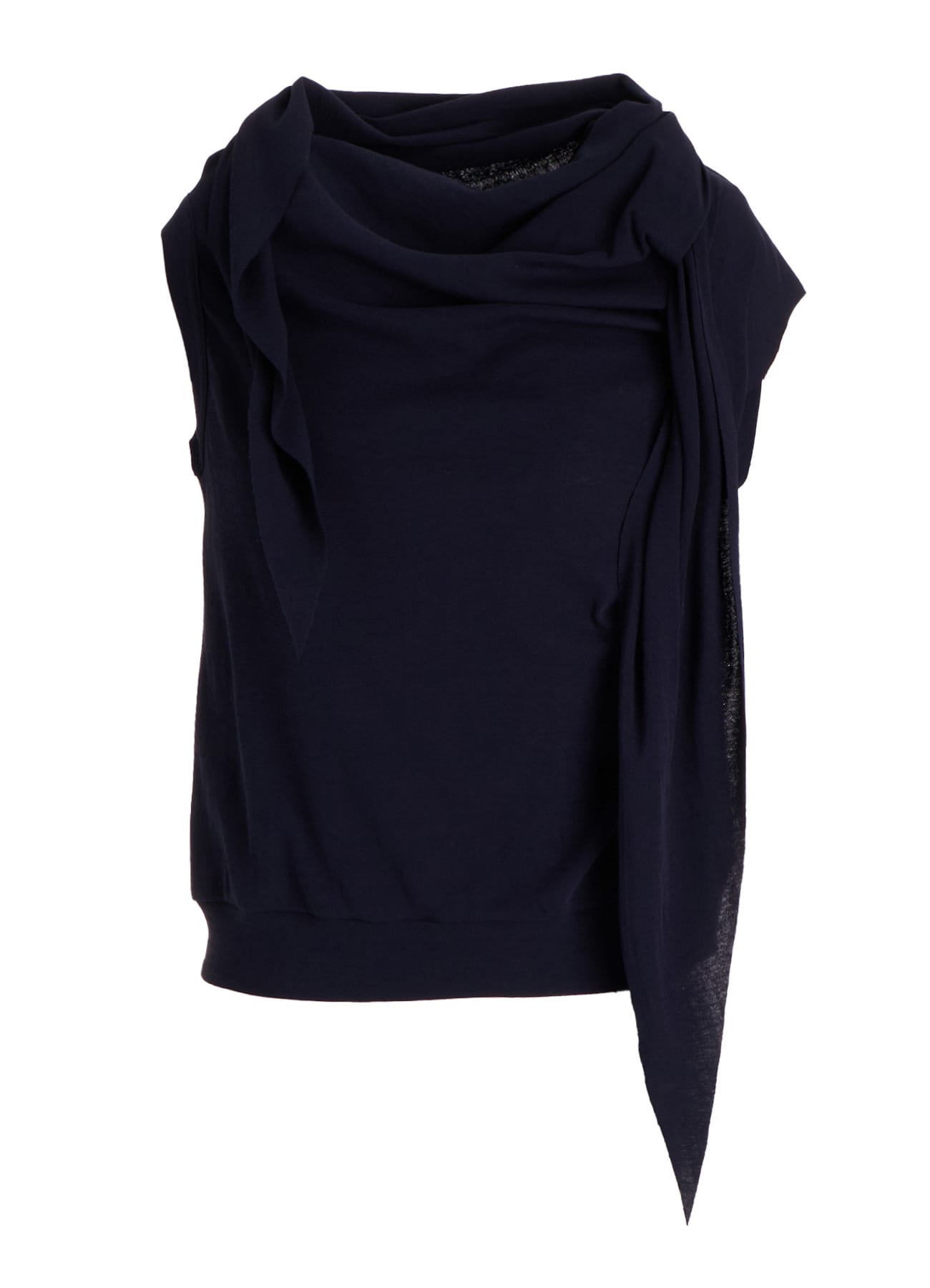 COTTON GAUZE FRAISE DRAPE TIE SLEEVELESS TEE