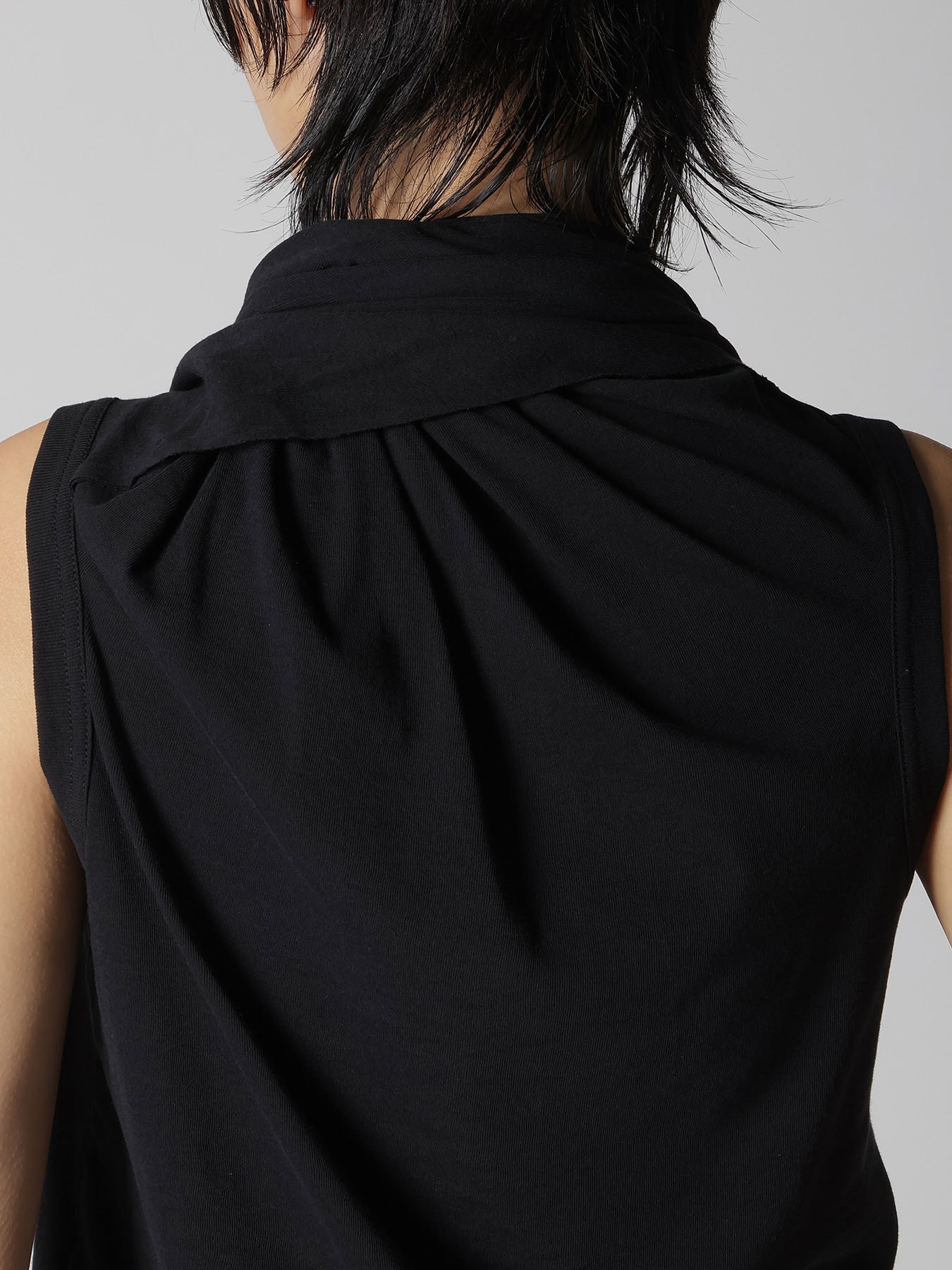 COTTON GAUZE FRAISE DRAPE TIE SLEEVELESS TEE