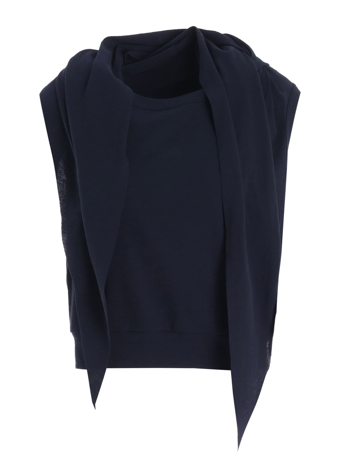 COTTON GAUZE FRAISE DRAPE TIE SLEEVELESS TEE