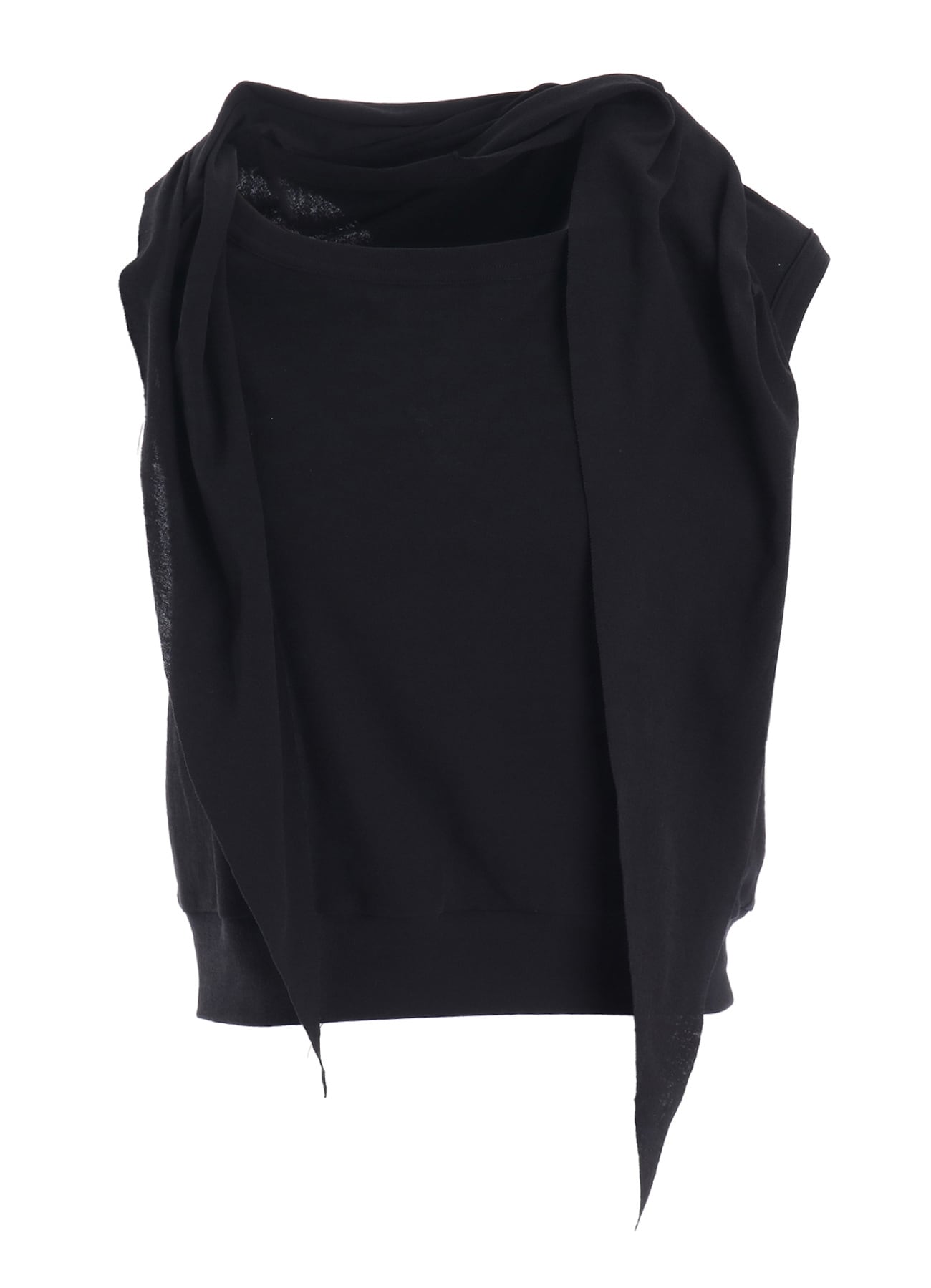 COTTON GAUZE FRAISE DRAPE TIE SLEEVELESS TEE