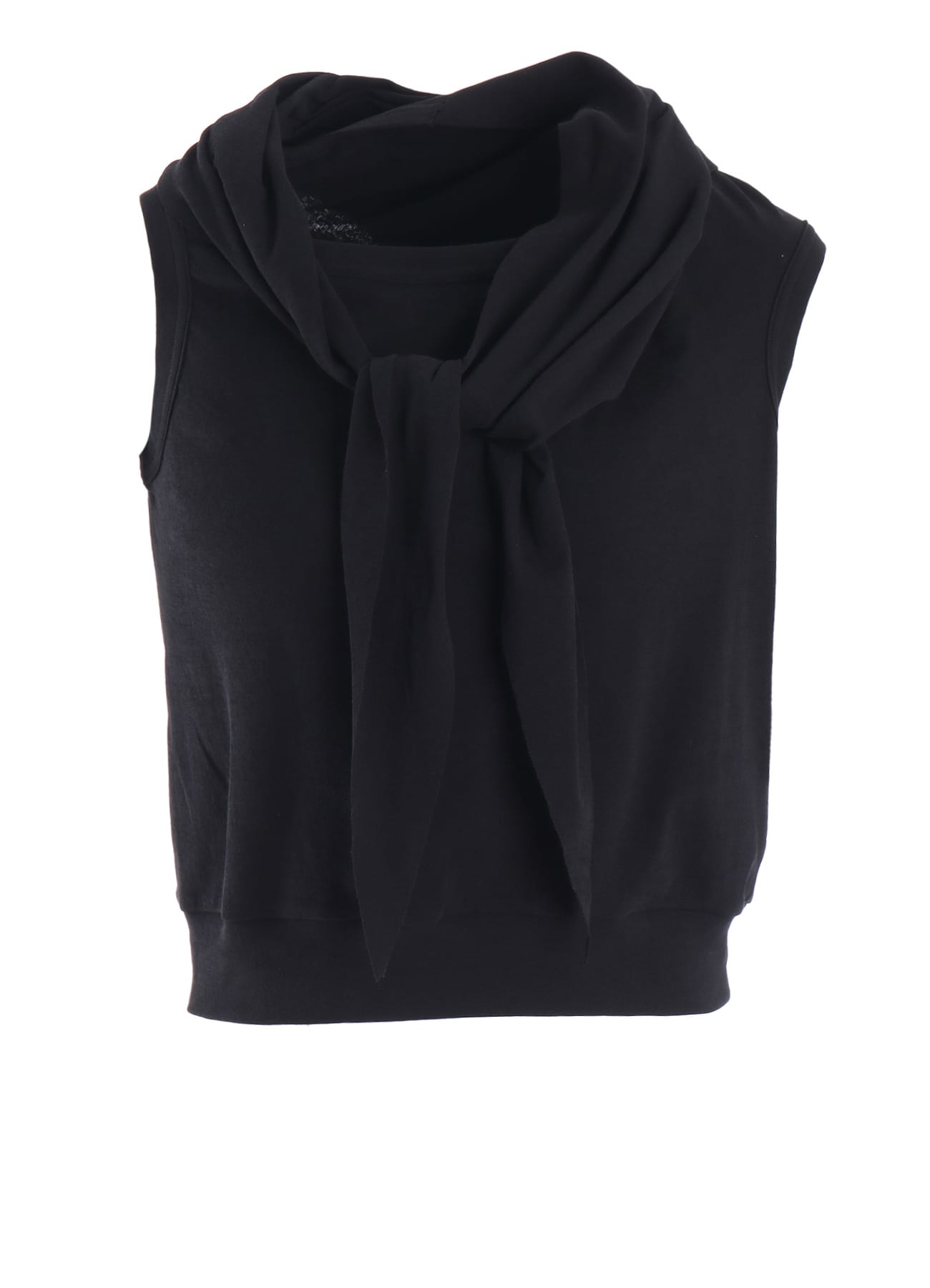 COTTON GAUZE FRAISE DRAPE TIE SLEEVELESS TEE