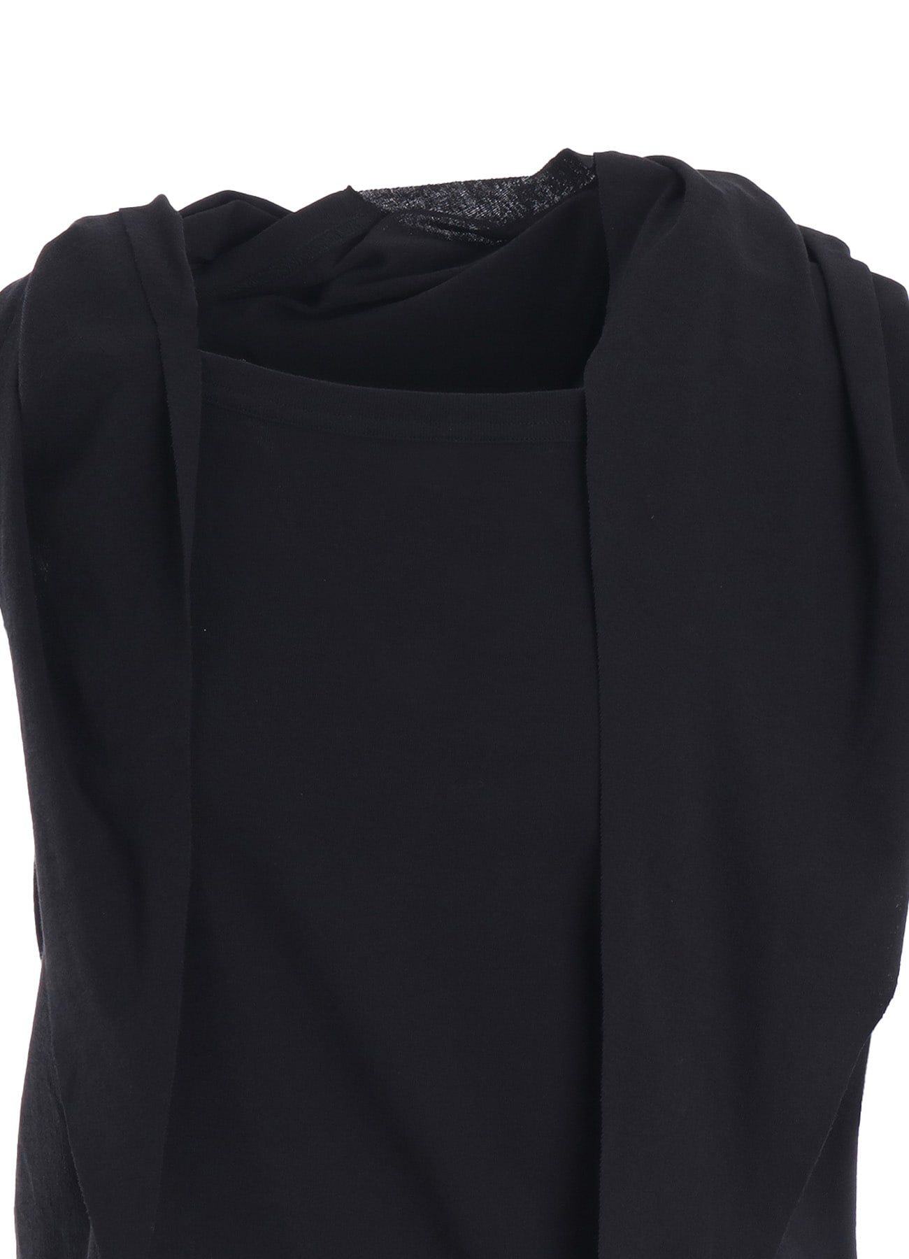 COTTON GAUZE FRAISE DRAPE TIE SLEEVELESS TEE