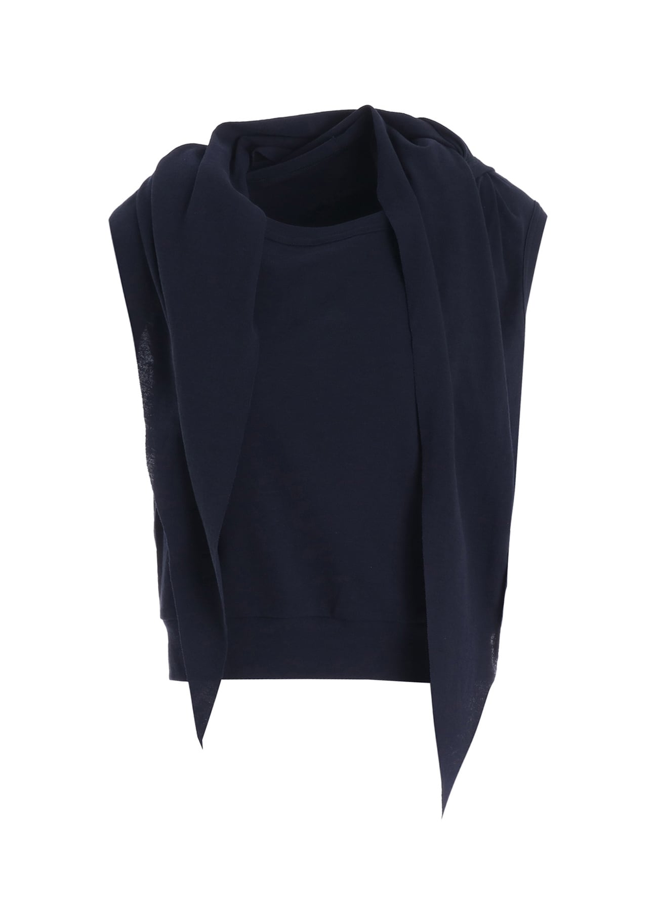 COTTON GAUZE FRAISE DRAPE TIE SLEEVELESS TEE