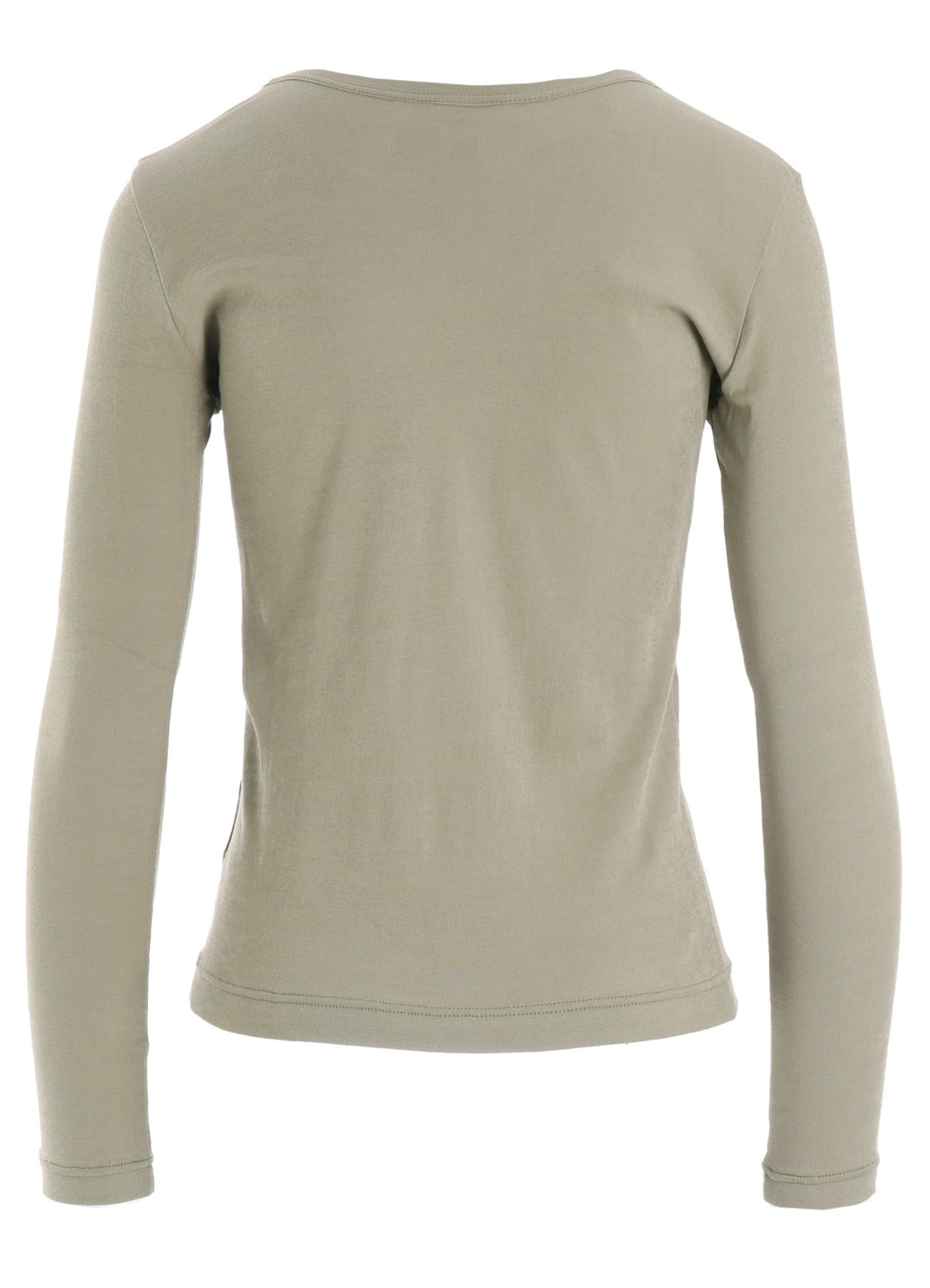 COTTON GAUZE FRAISE ROUND NECK LONG SLEEVE TEE